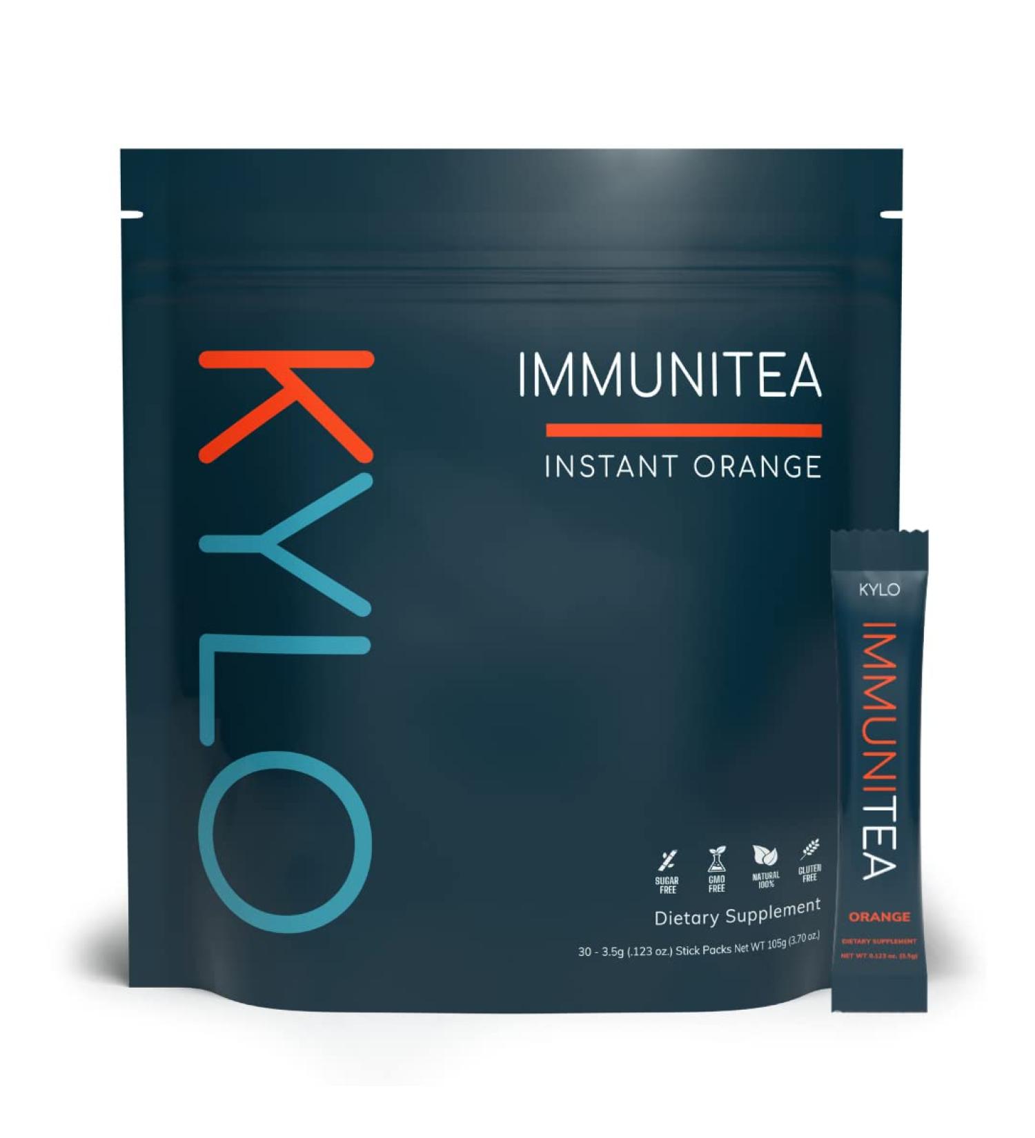 KYLO Instant Orange Immunitea - Stress Relief & Wellbeing Support (30 Sticks) | Sugar-Free, GMO-Free, Gluten-Free | Ayurvedic Tea with Natural Herbs | 30 Count Pack - Buy Online on GoSupps.com