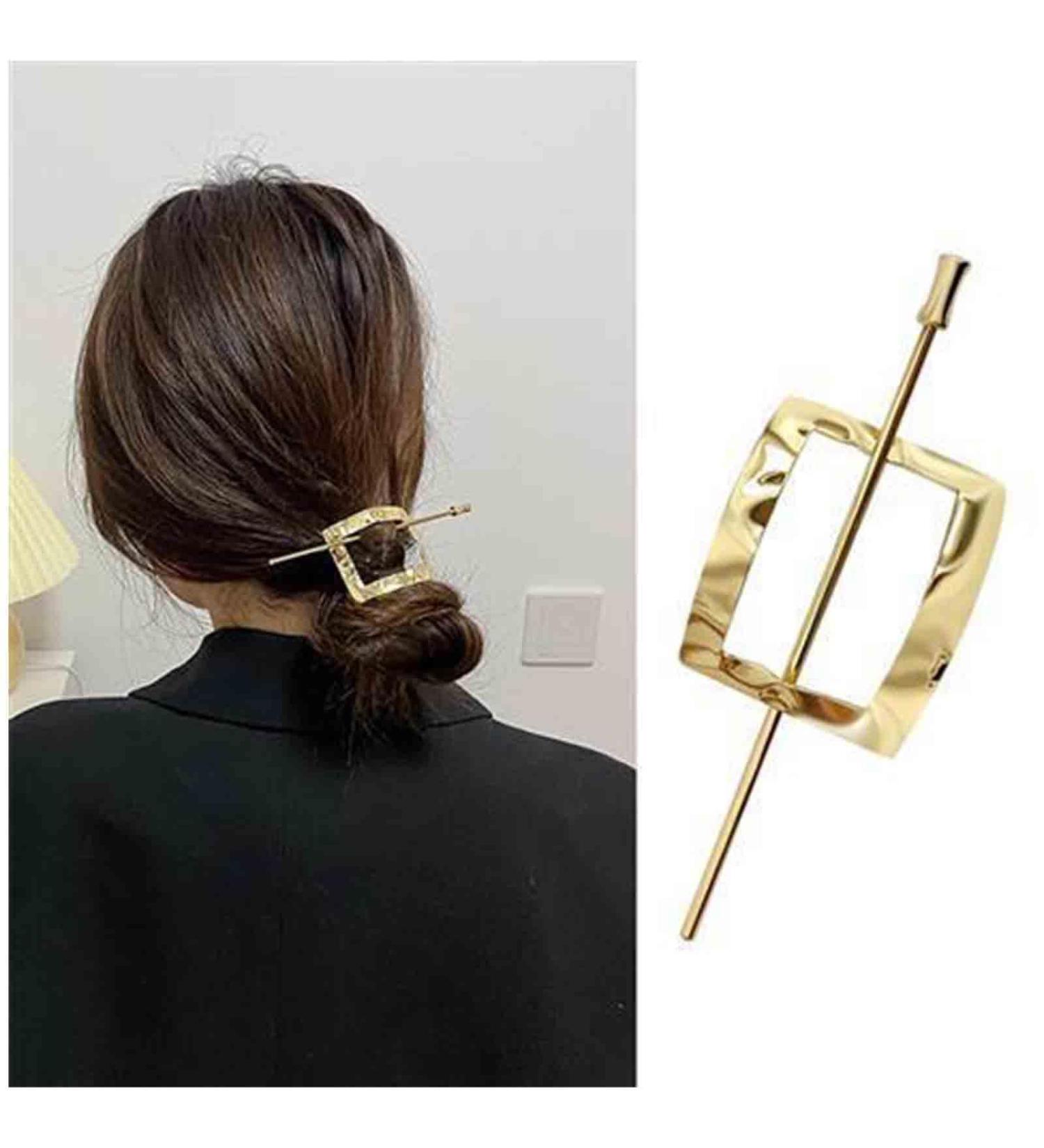 Yheakne Metal Hair Slide Clip Barrette Geometric Square Hair Holder Clip Pin Vintage Hair Slide Pin Bun Holder Alloy Hair Clip Decorative Hair Accessories for Women and Girls (Gold Square) - Buy Online on GoSupps.com