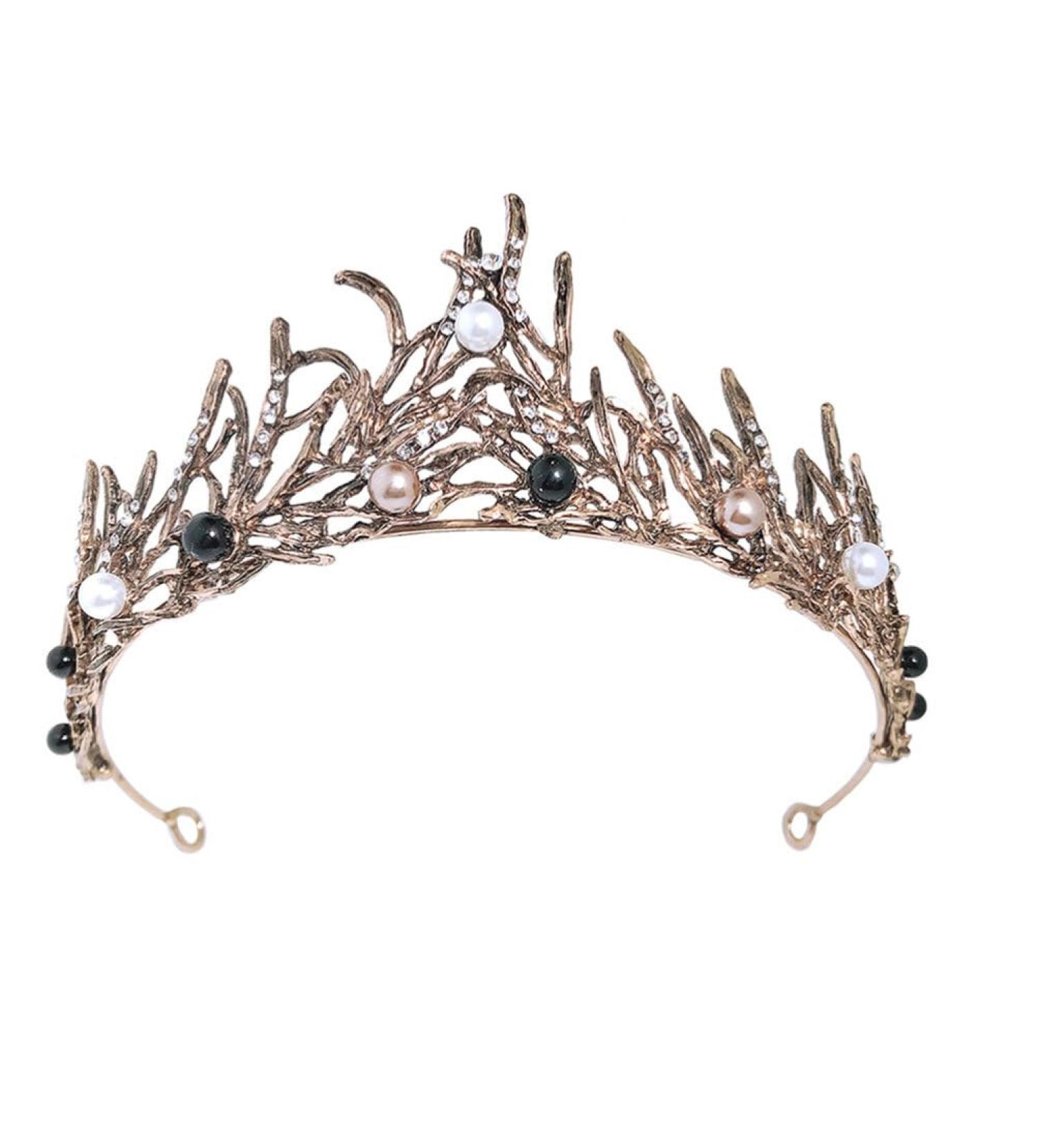 Lurrose Vintage Baroque Crown Tiara for Brides | Rhinestone Pearl Headband | Elegant Wedding Headdress - Buy Online on GoSupps.com