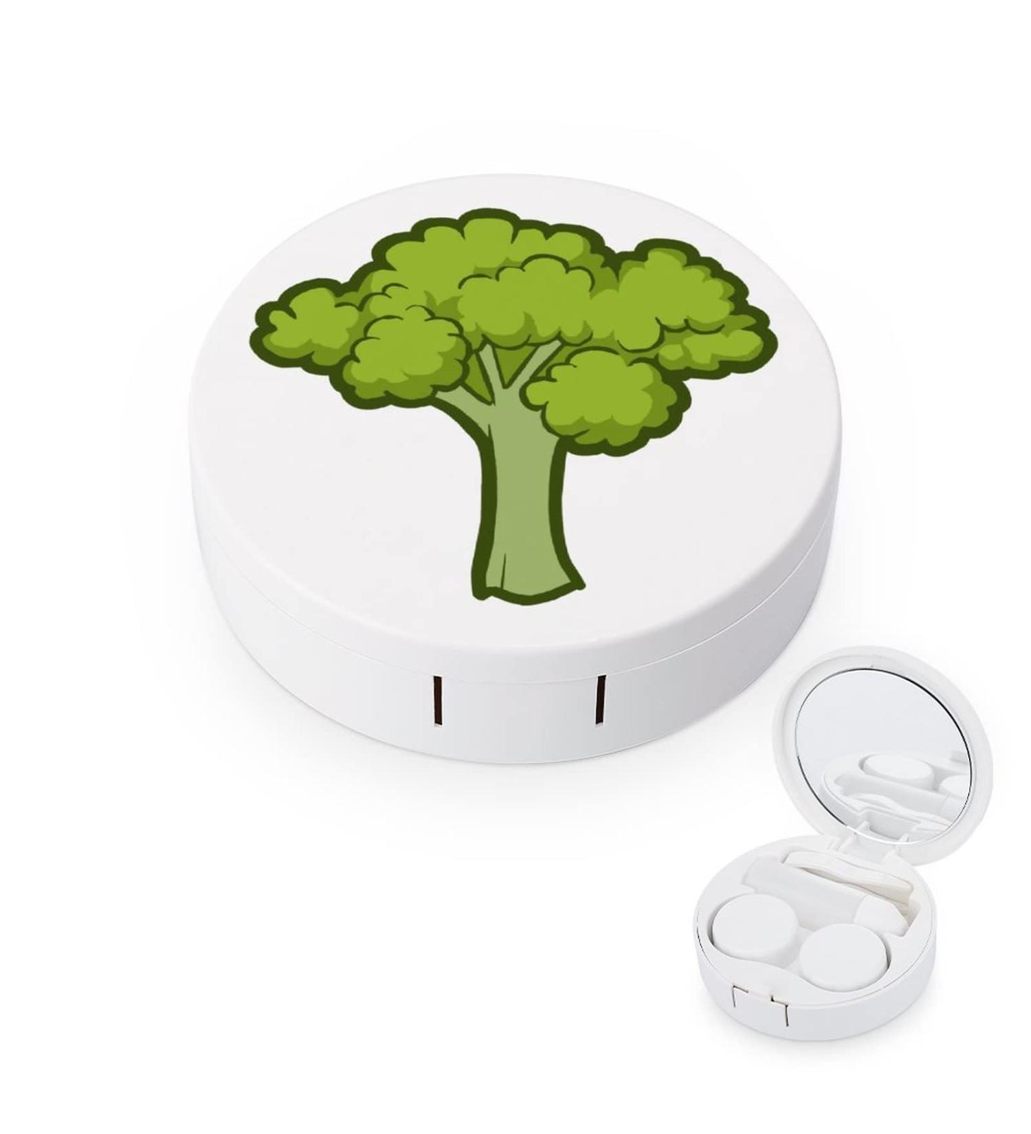 Broccoli Tree Round Case For Contact Lens Kit Storage Box with Mirror Printed - Buy Online on GoSupps.com