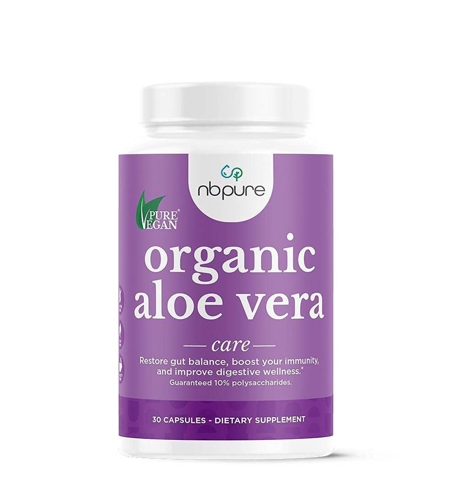 nbpure Organic Aloe Vera, Restore Gut Balance, Immunity Support and Digestive Wellness 30, Vegan Capsules - Buy Online on GoSupps.com