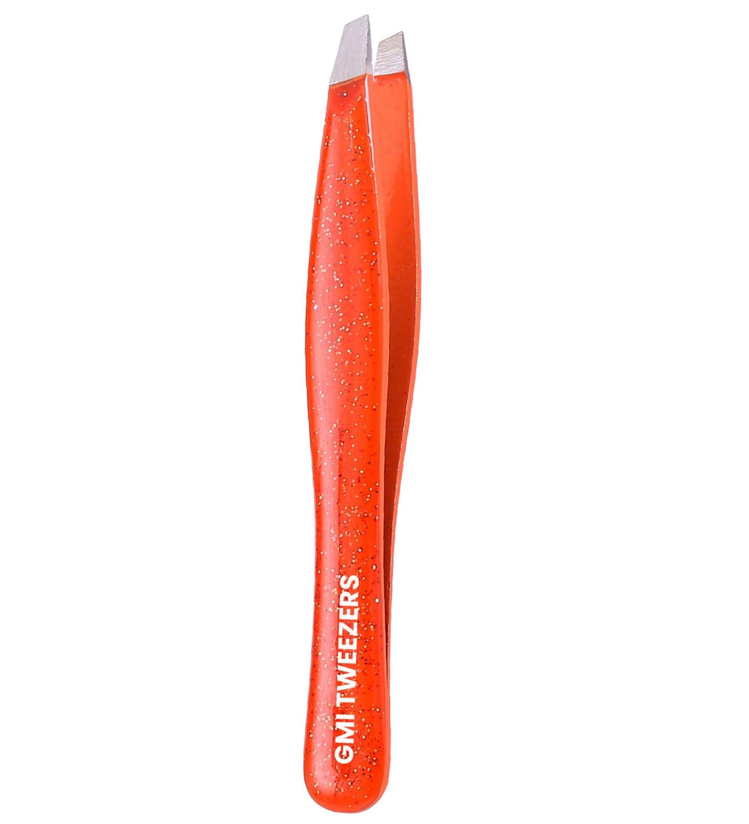 Professional Stainless Steel Eyebrow Tweezers for Facial Hair Removal - Orange - Buy Online on GoSupps.com