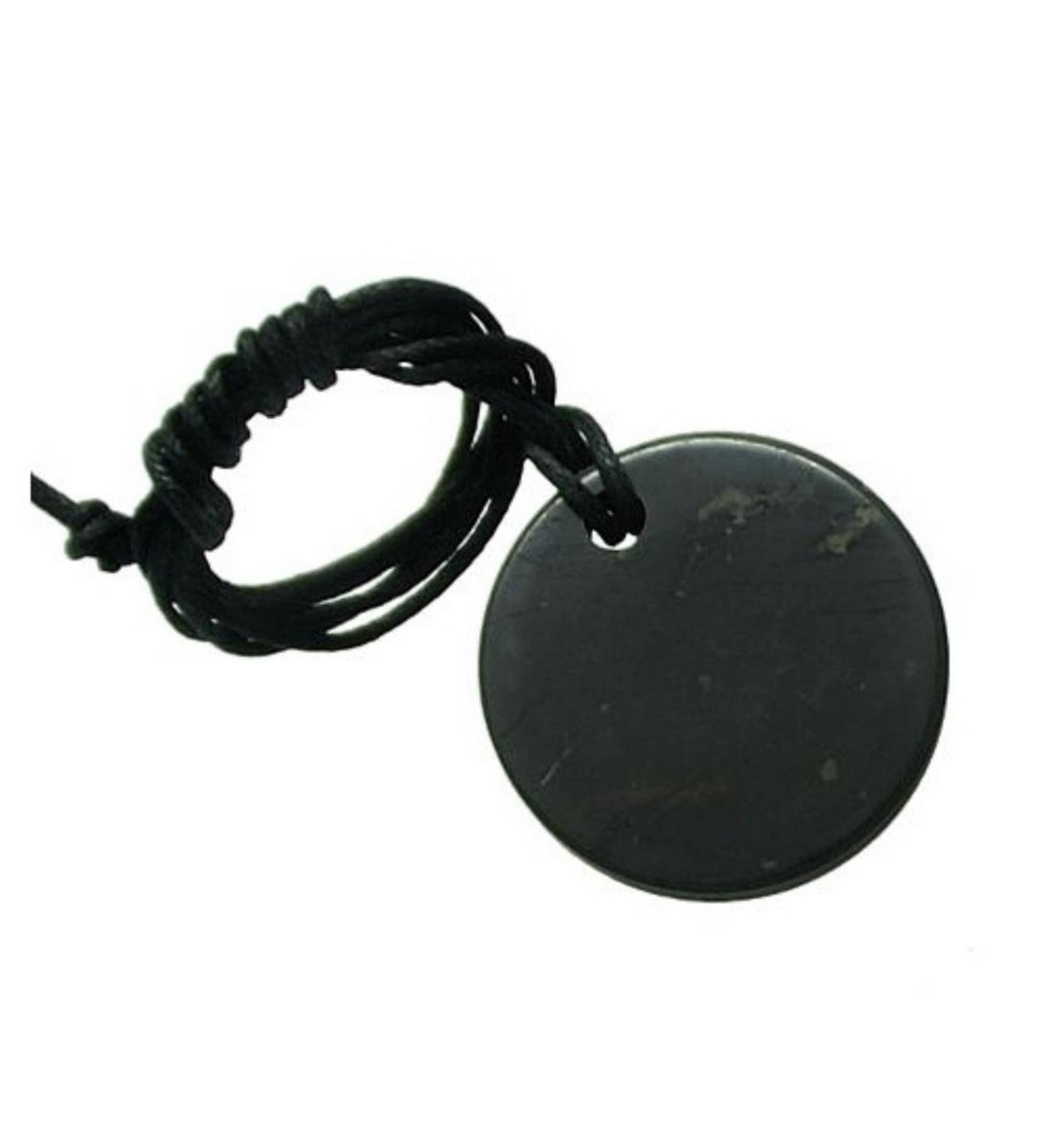 DOJA Barcelona Shungite Pendant Necklace - 32mm Round Elite Shungite Healing Stones for Water Purification - Buy Online on GoSupps.com