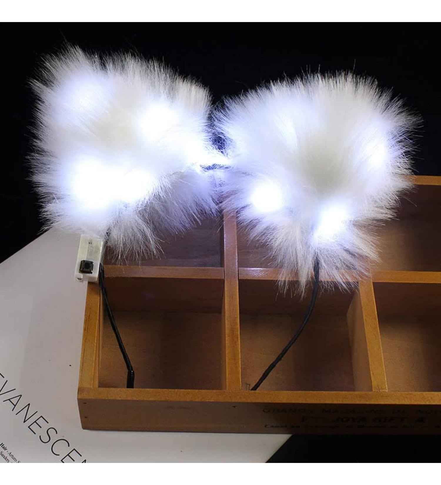 LEEMASING Light Up Headbands LED Cat Ears Headband Faux Fur Hair Hoop Cute Colored Light For Xmas Party Cosplay Halloween Birthday (Cool White) - Buy Online on GoSupps.com
