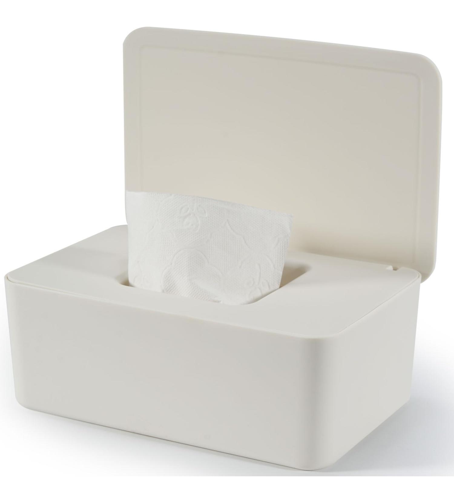 Buy Baby Wet Wipes Box - White Storage Solution for Damp Cloths Moist Towels & Toilet Paper - 18.5 x 12.2 x 7 cm - Buy Online on GoSupps.com