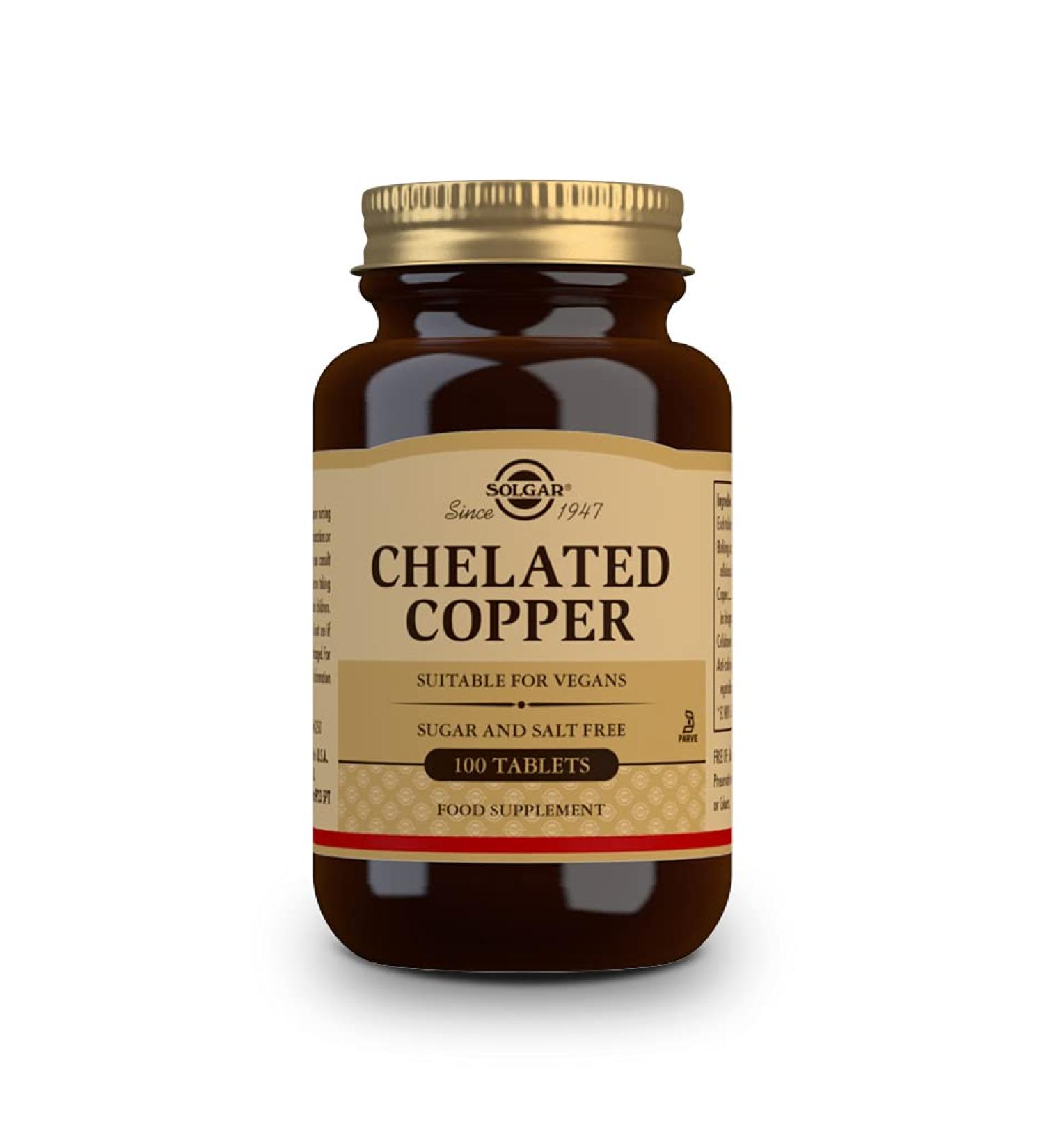 Solgar Chelated Copper Tablets - 100 Count | Essential Mineral Supplement - Buy Online on GoSupps.com