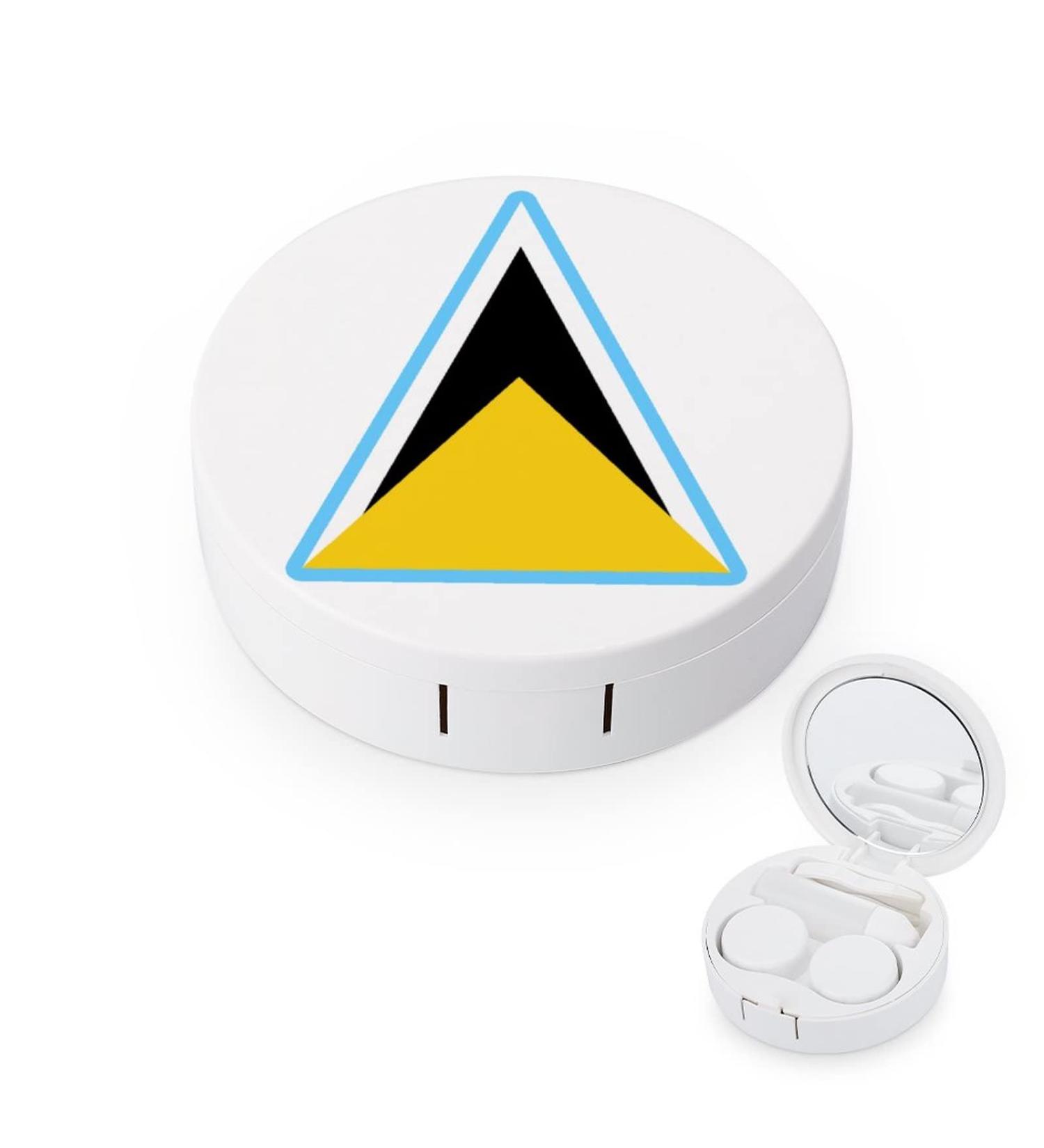 Saint Lucia's Flag Round Case For Contact Lens Kit Storage Box with Mirror Printed - Buy Online on GoSupps.com