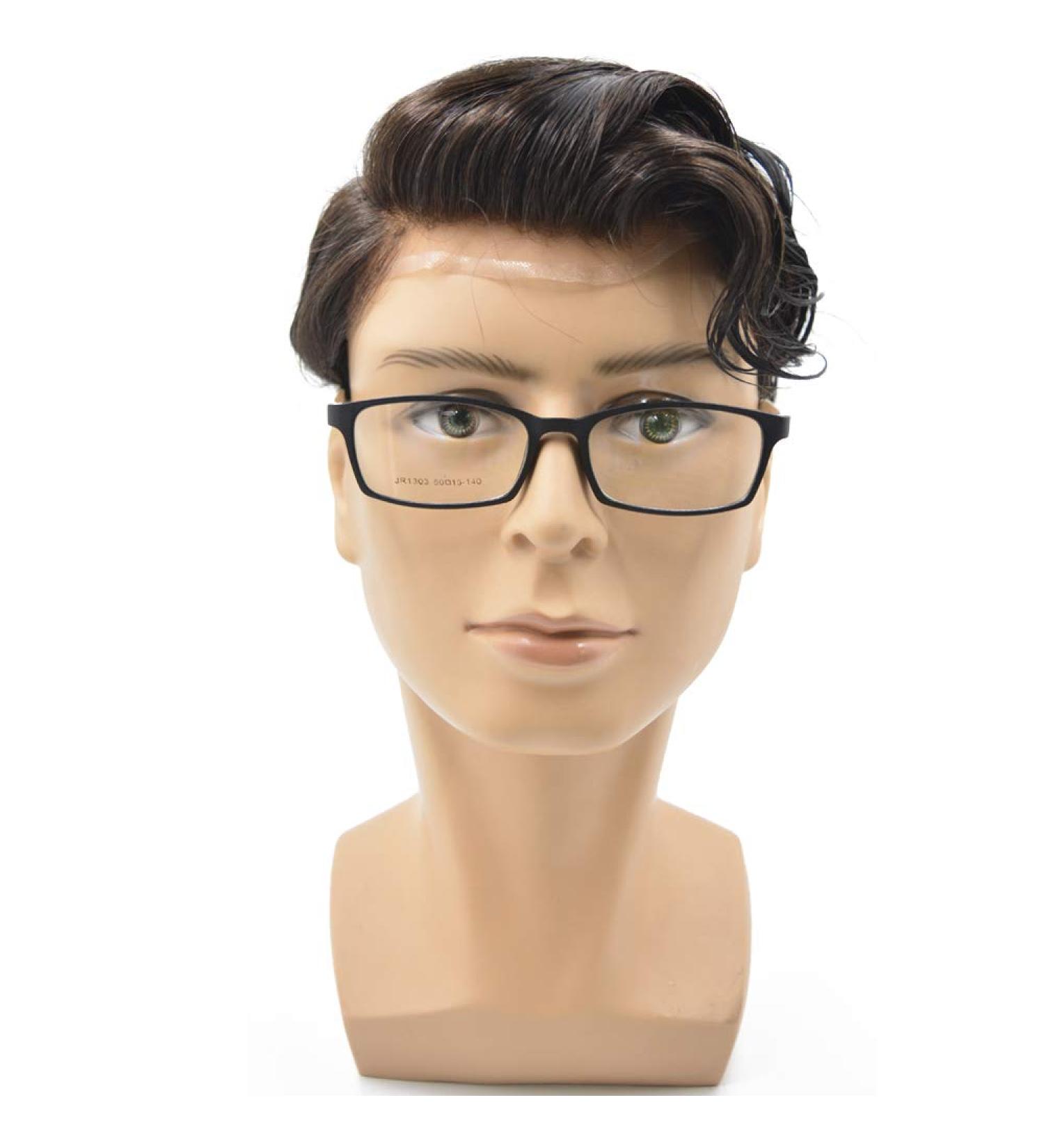 Hairnotion French Tip Human Hair Replacement System for Men | PU Back Toupet Black #1B | Real Hair Parts (5x7) - Buy Online on GoSupps.com