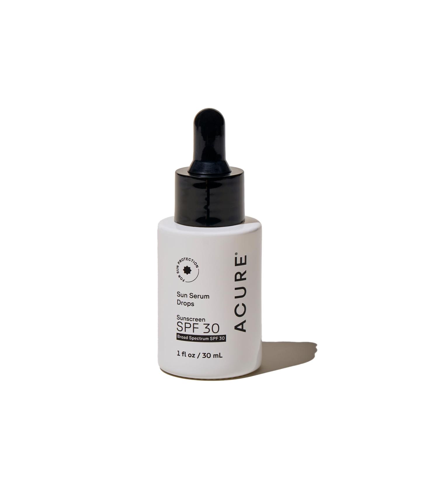 Acure Sun Serum Drops SPF 30 - Hydrating Sunscreen Serum with Broad-Spectrum Protection Skincare for Beauty Glow Light & Sheer UV Shield Use with Makeup Travel Size Sulfate Free Vegan - 1 fl oz 1 Fl Oz (Pack of 1) - Buy Online on GoSupps.com