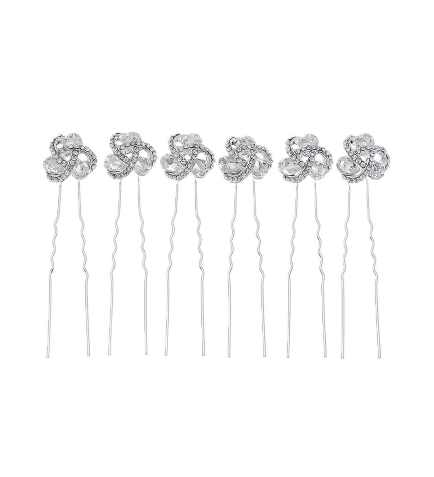 6pcs Vintage Rhinestone Bridal Hair Pins - Crystal Silver Hair Clips for Women & Bridesmaids - Buy Online on GoSupps.com
