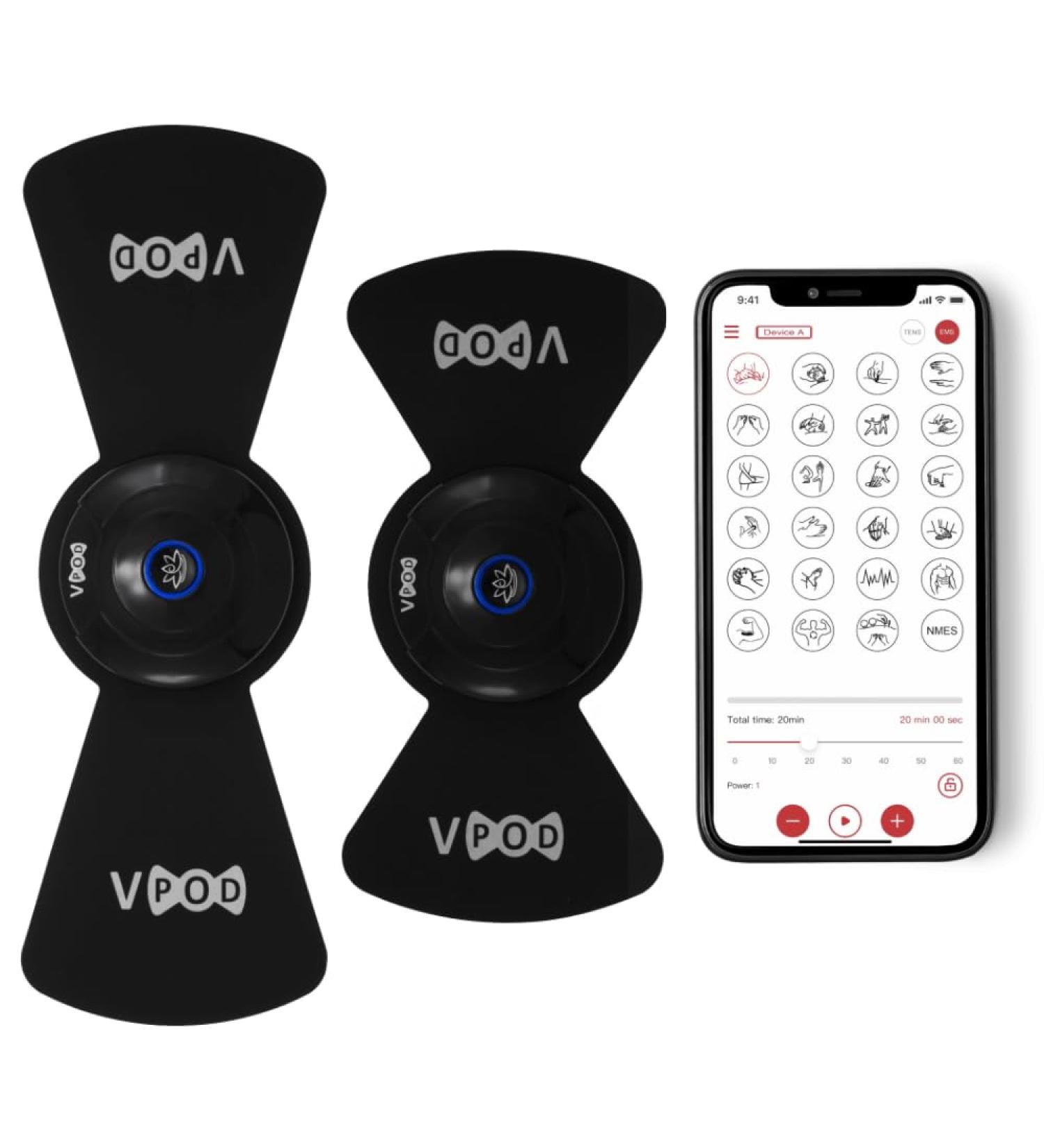 VPOD Deluxe TENS Unit - Wireless Muscle Stimulator for Pain Relief & Recovery | 24 Modes EMS Therapy Portable & Bluetooth-Enabled - Buy Online on GoSupps.com
