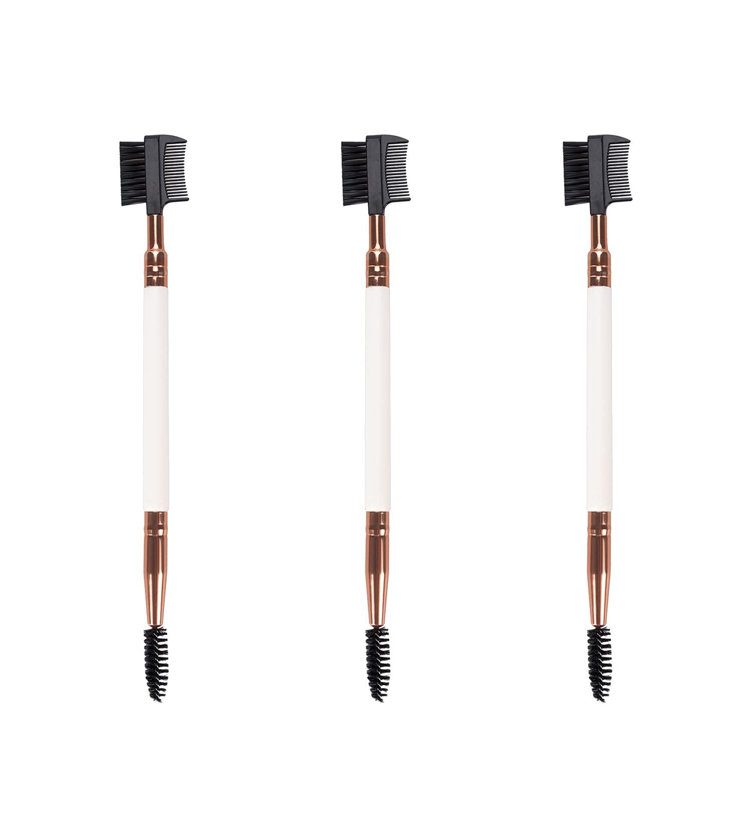 HOYOEY 3 Pieces Lash Eyebrow Groomer 3 in 1 Professional Wood Double-Sides Brow Comb Double End Eyebrow Brush Eyelash Mascara Brushes - Buy Online on GoSupps.com