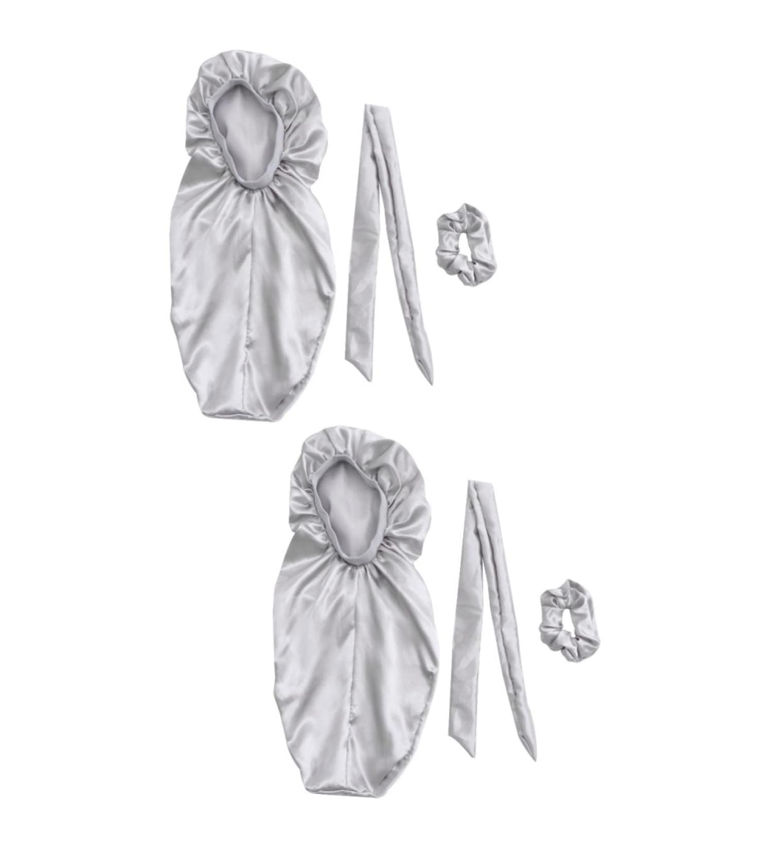 Lurrose 6 Pcs Three Piece Turban Cap Set - Silk Headscarf, Braid Bonnet, Satin Sleep Cap for Women - Silver Hood - Hair Cover & Sleep Bonnet Kit - Buy Online on GoSupps.com