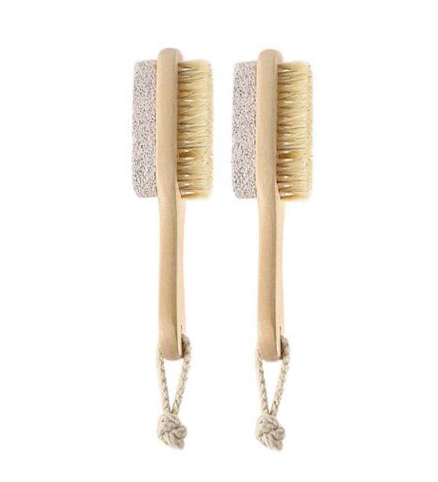 Premium Pumice & Bristle Brush Set - Long Handle Double-Sided Pedicure Tools (2 Pieces) - Perfect for Smooth Soft Feet - Buy Online on GoSupps.com