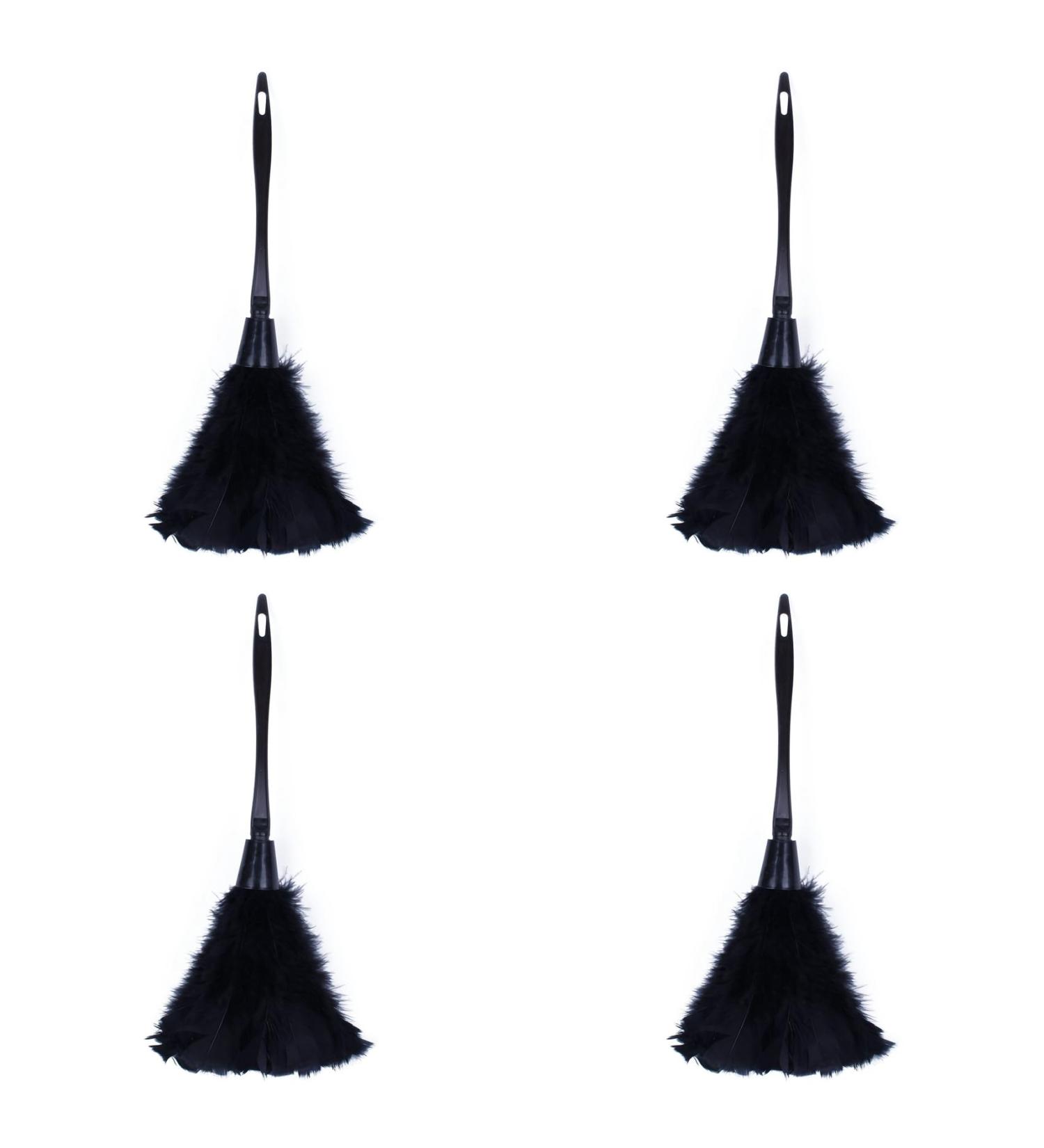 Clisted 4Pc Fashion Turkey Duster with Black Plastic Handle Cleaning Tool(Black) 35cm - Buy Online on GoSupps.com