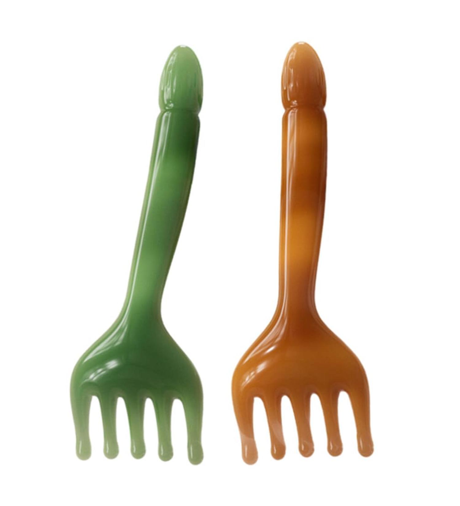 Beavorty 2-Piece Resin Massage Comb Set | Wide Teeth Hair Brush & Handheld Head Massager for Relaxation | International Shipping Available - Buy Online on GoSupps.com