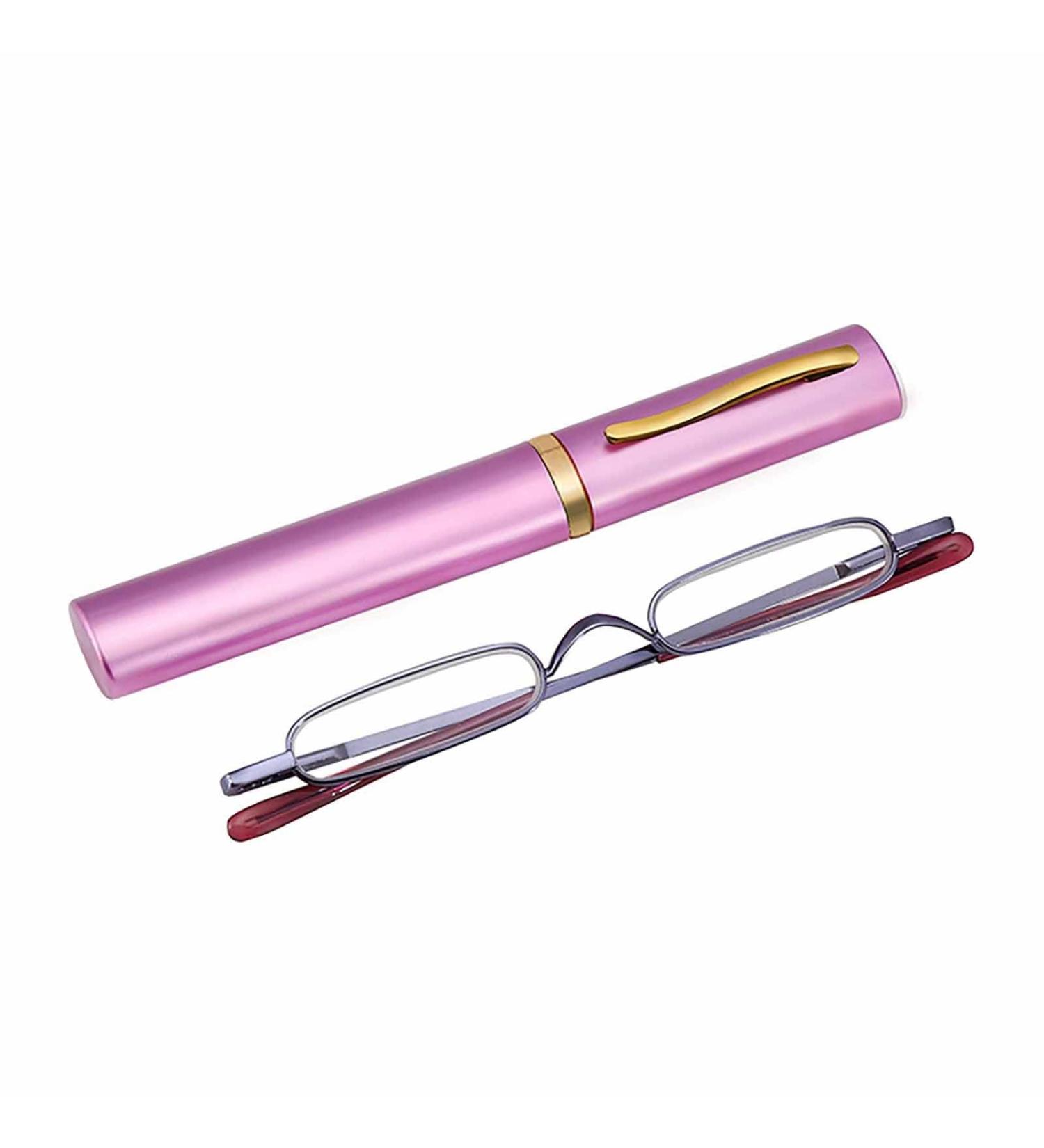 Buy Mini Slim Pen Reading Glasses with Clip Case - Compact Metal Frame Eyeglasses (1.25X Black) - International Shipping Available - Buy Online on GoSupps.com