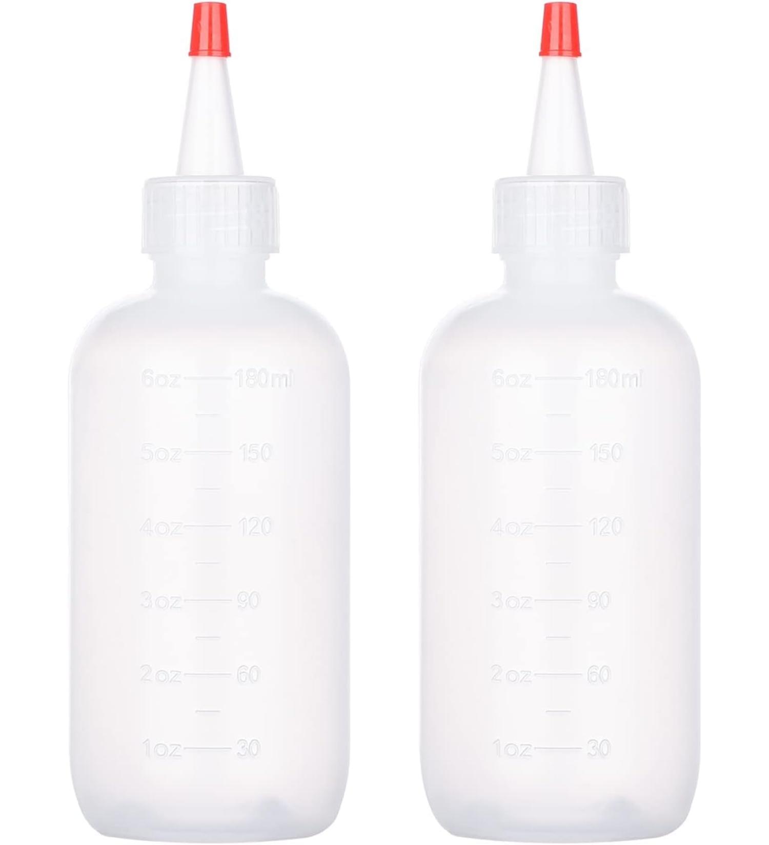 2PC Applicator Bottle Set - 4oz/6oz Transparent Squeeze Bottles for Hair Dye Glue Painting & Crafts - Ideal for Salon Use & Handicrafts (180ml) - Buy Online on GoSupps.com