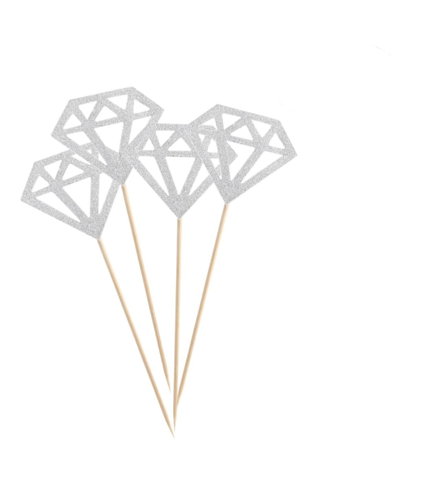 TOPPERFUN 50pcs Gold Diamond Topper Wedding Decor Cake Picks Happy Birthday Paper Cup Baby Silver medium - Buy Online on GoSupps.com