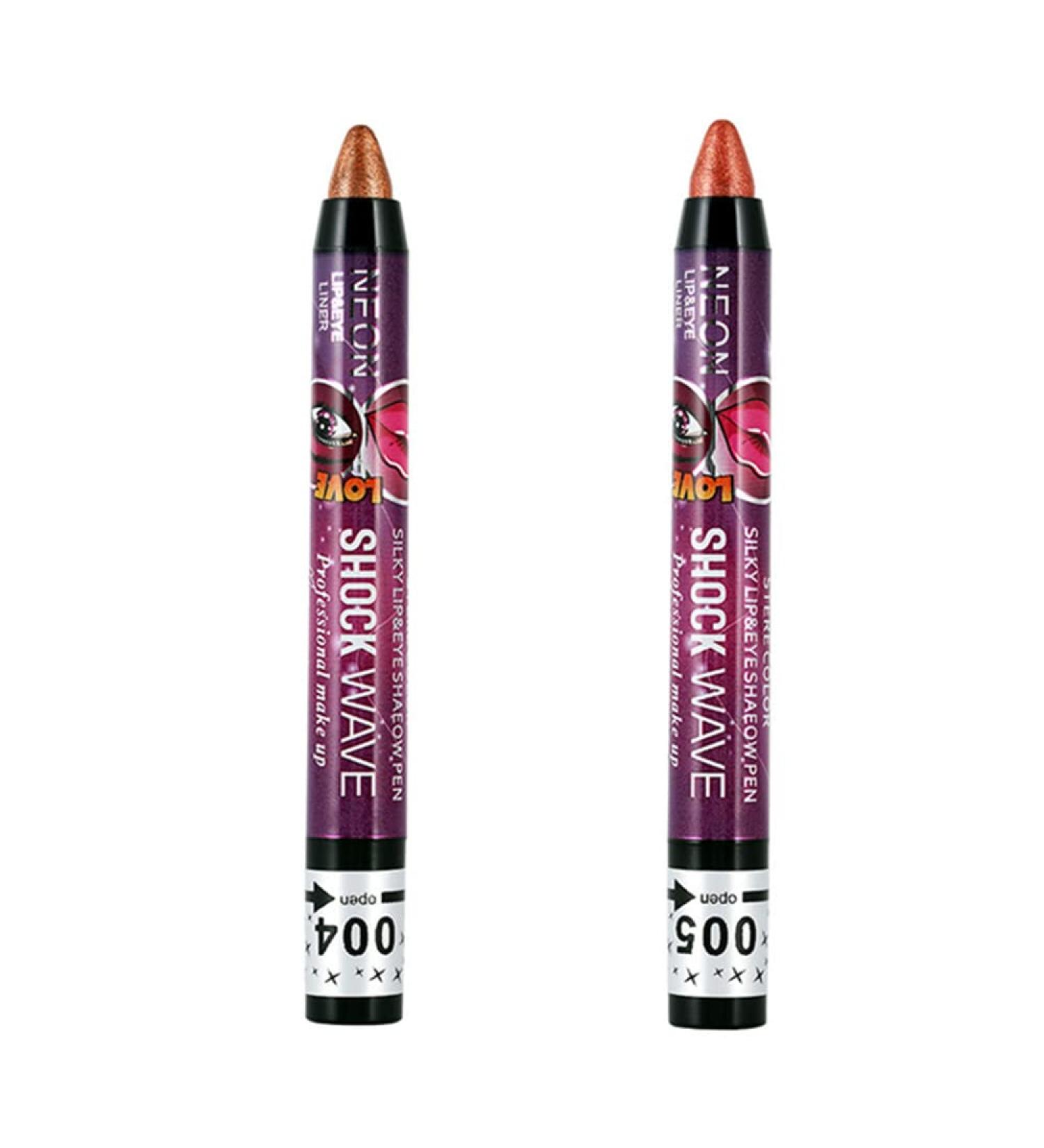 Go Ho 2PCS Shimmer Eyeshadow Sticks - Long Lasting Ultra Pigmented Eye Shadow in Shiny Bronze & Bright Red Copper - Buy Online on GoSupps.com