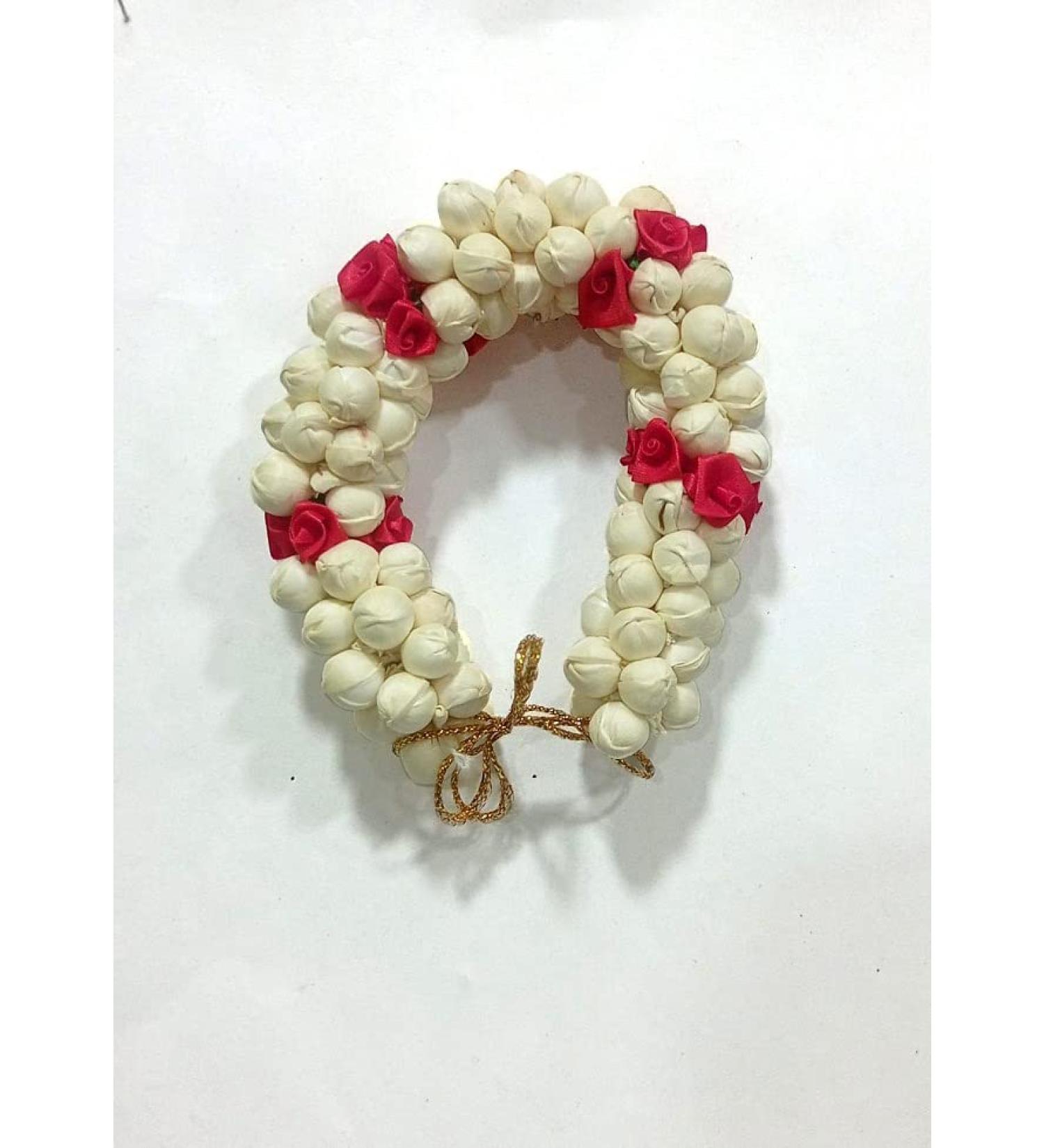 Chirag Exim Gajra Mogra | Gajra for Hair | Artificial Rose Jasmine Flowers White and Red Color | Hair Styling Decoration Accessories Bracelet | Traditional Indian Bollywood Look | Accessories for Weddings  Dholki  Prom  ...