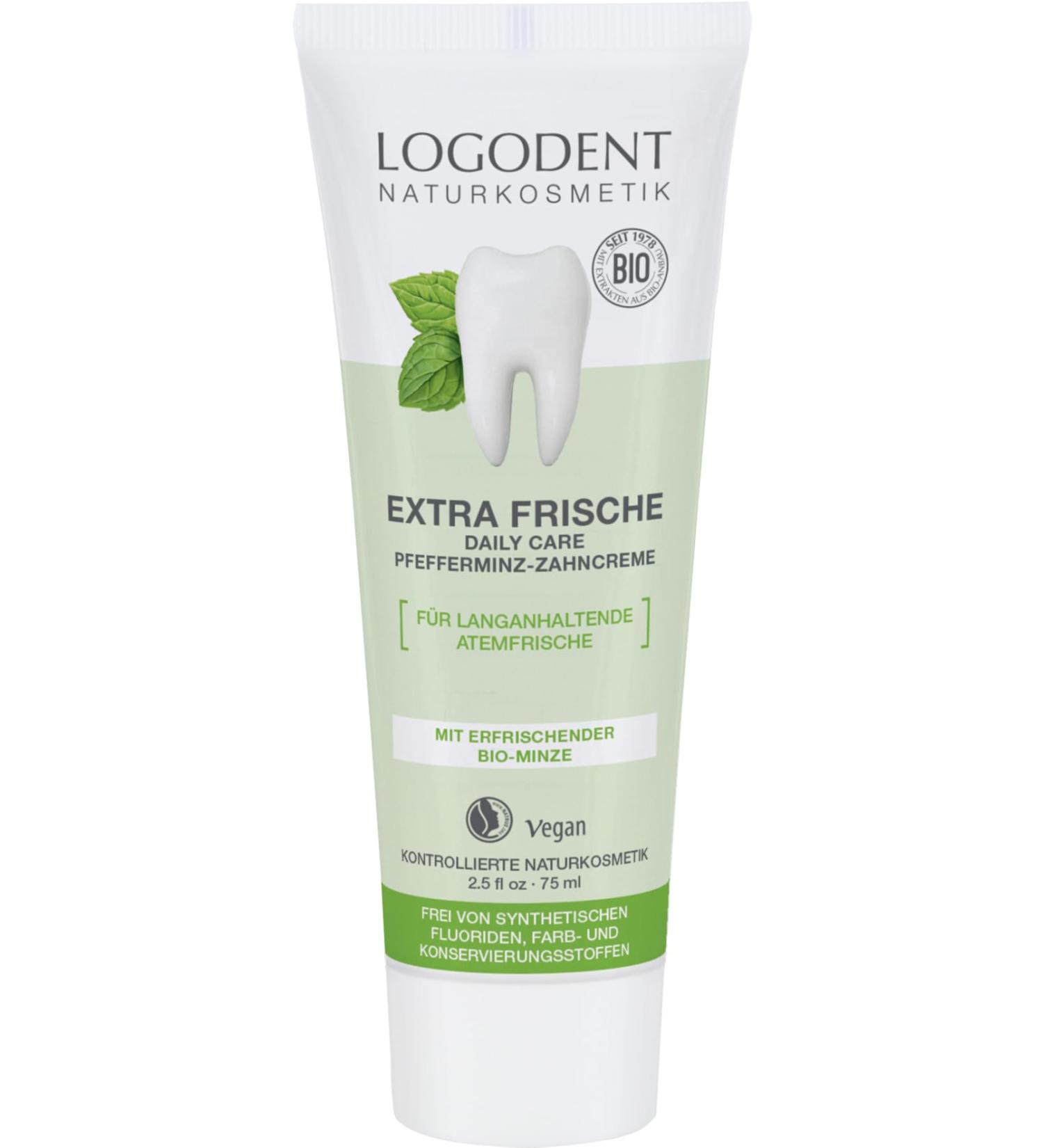 Logona EXTRA FRESH Peppermint Toothpaste (6 x 75 ml) 6 6 x 75 ml