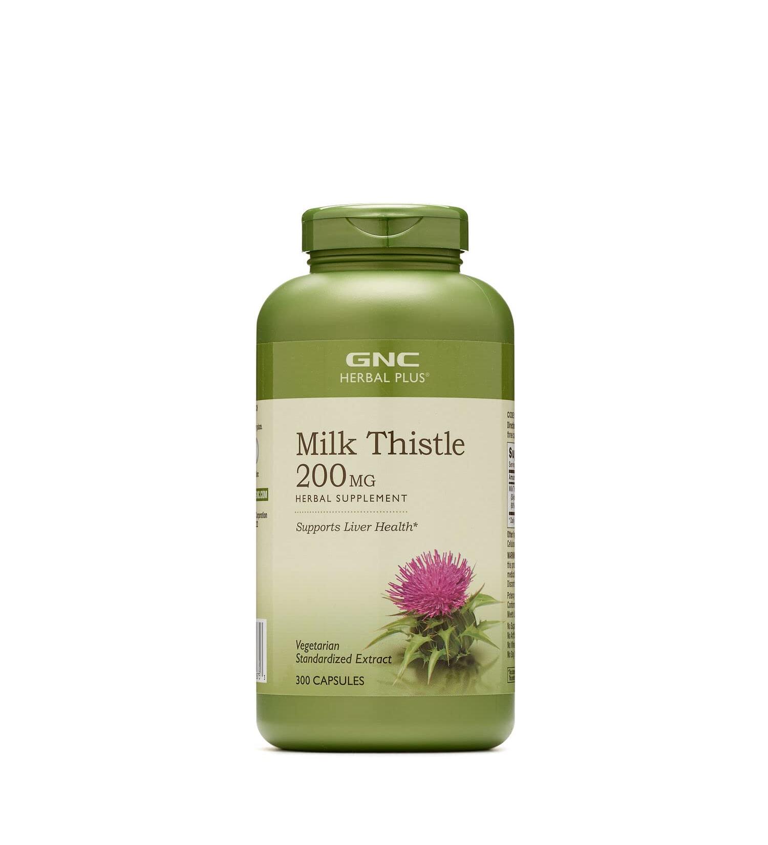 GNC Herbal Plus Milk Thistle 200mg | Liver Health Support | 300 Capsules, 300 Servings - Buy Online on GoSupps.com