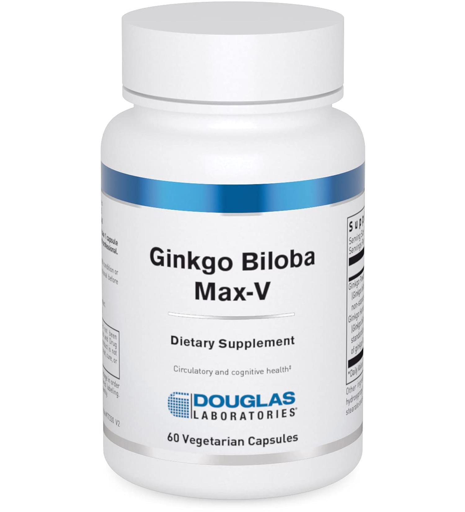 Douglas Laboratories Ginkgo Biloba Max-V 60 Capsules - Supports Healthy Circulation - Buy Online on GoSupps.com