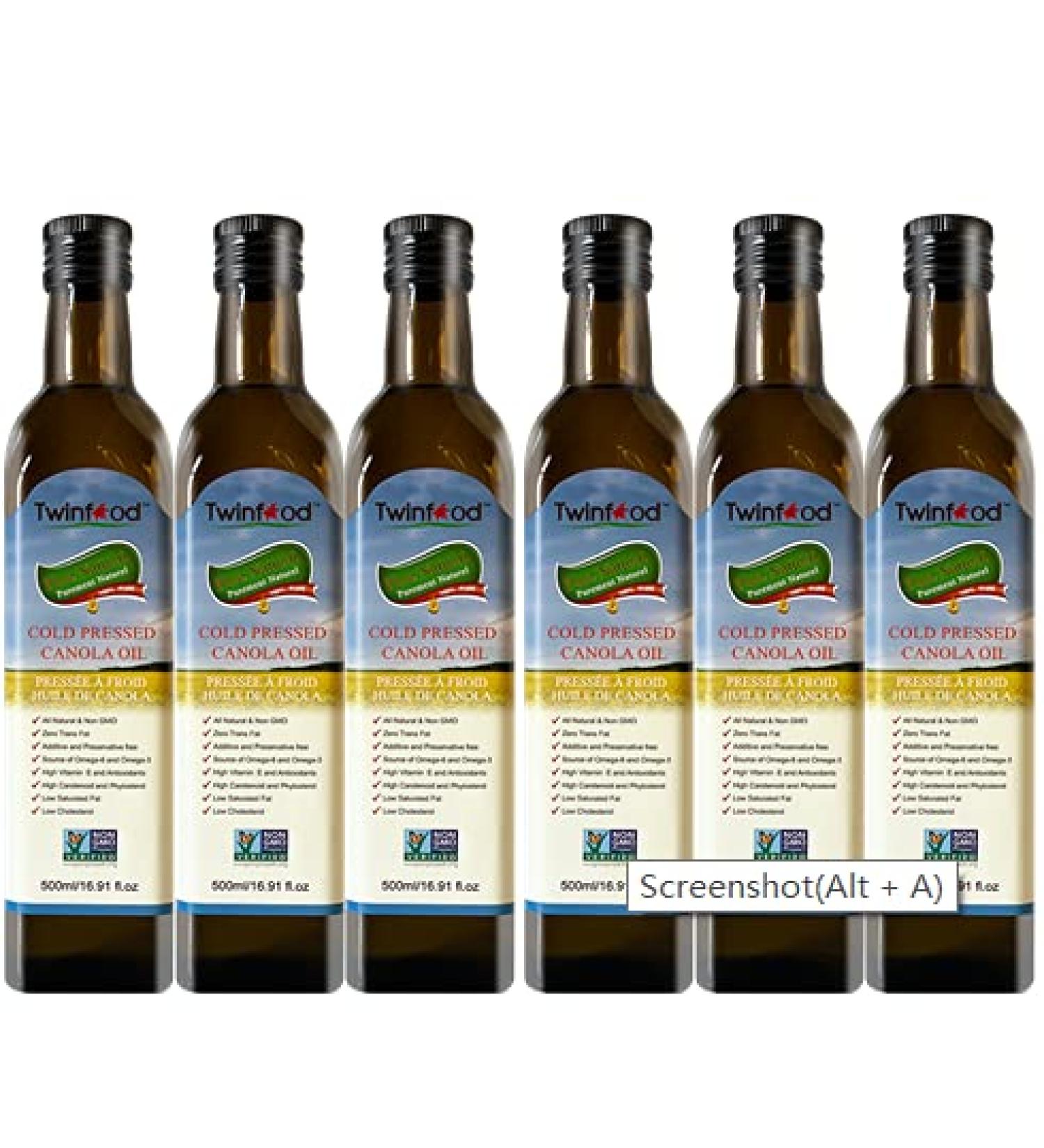 Canola Oil Classic 500ml Cold-Pressed Non-GMO for Cooking & Dressing by Twinfood (6 bottles) 500 ml (Pack of 6) - Buy Online on GoSupps.com