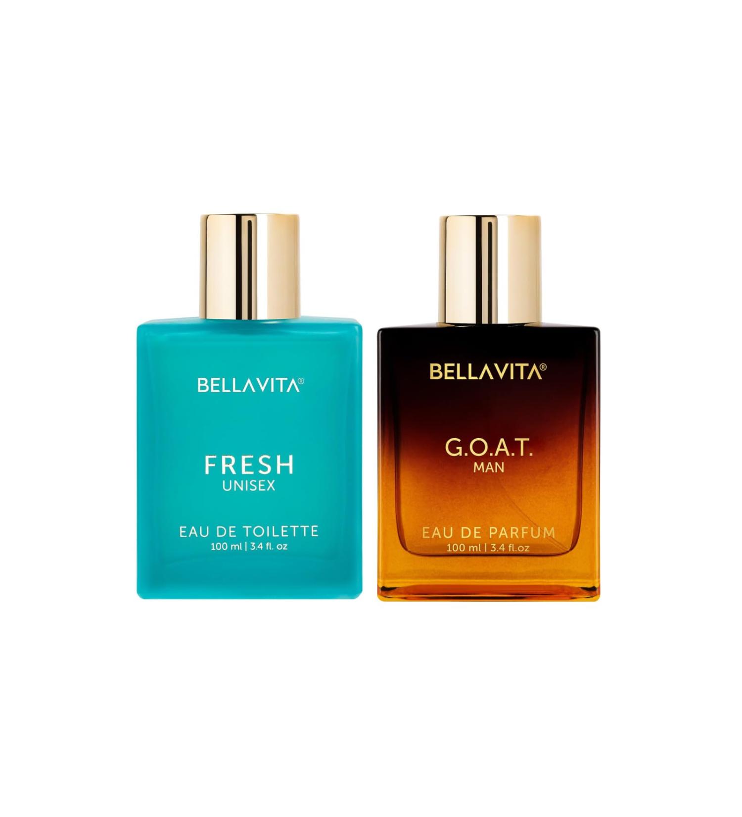 BellaVita Luxury G.O.A.T. & Fresh Eau De Parfum and Toilette Combo for Men and Women | Long-Lasting Refreshing & Energizing | Woody & Floral Scents | Vegan & Cruelty-Free | Ideal Gift for Birthdays & - Buy Online on GoSupps.com
