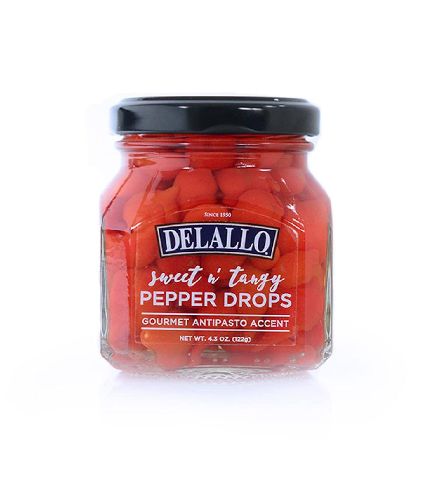 DeLallo Sweet & Tangy Pepper Drops, Gourmet Antipasto Accent, 4.3oz Jar, 1-Pack 4.3 Ounce (Pack of 1)