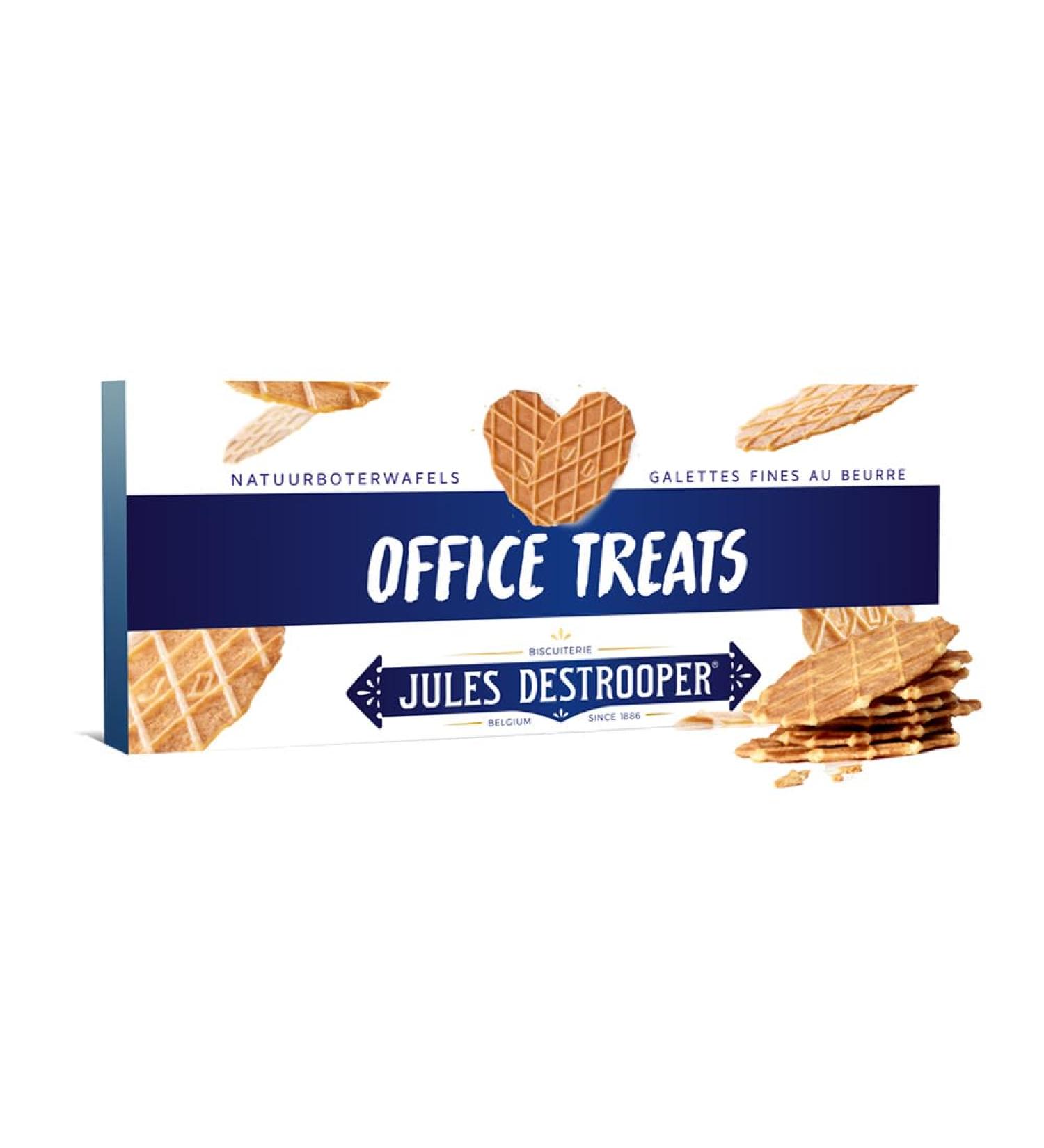  Vandeca Jules Destrooper Natural Butter Waffles in a gift box with the inscription "Office Treats" - Belgian butter biscuits - 100g - Buy Online on GoSupps.com
