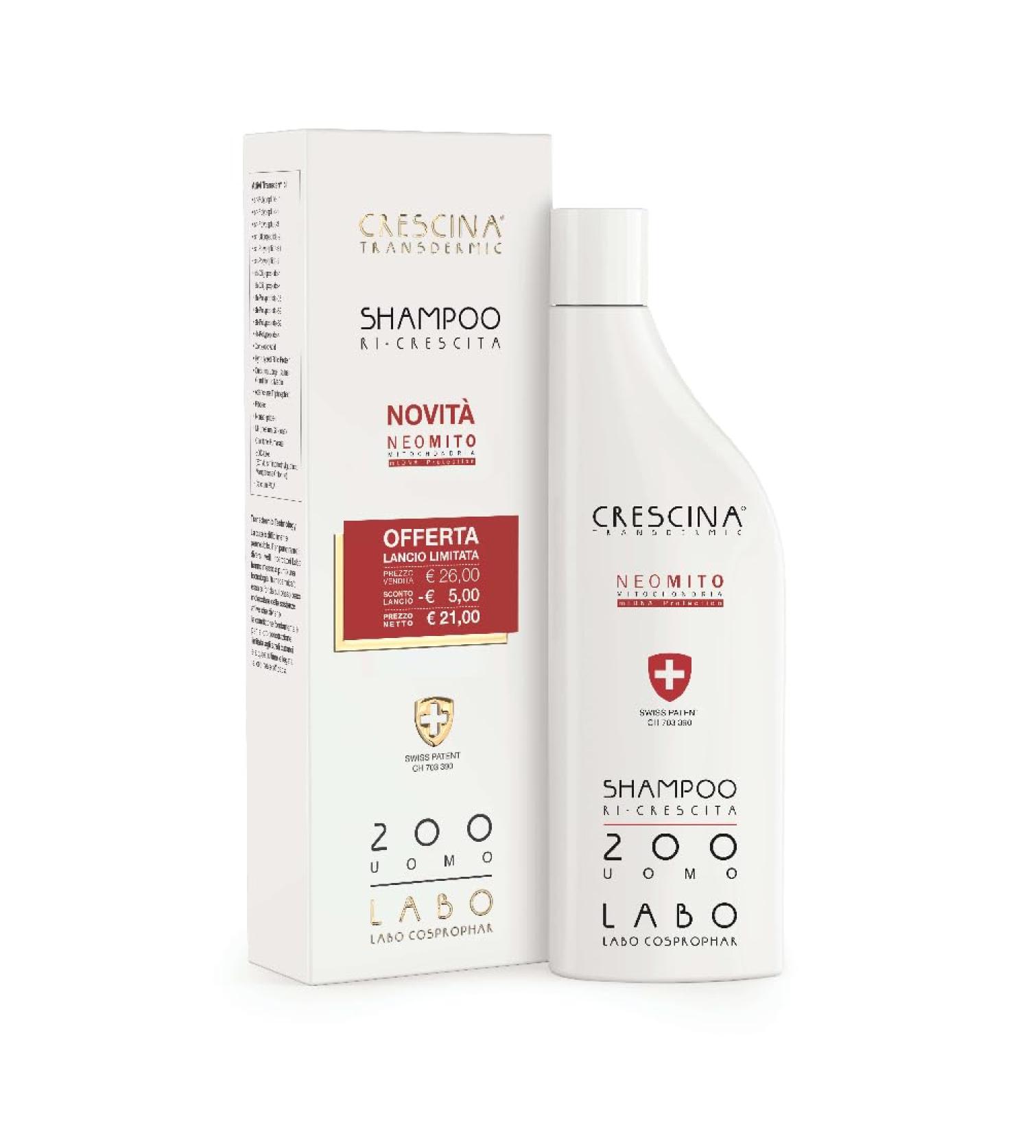Crescina Transdermic Neo Mito Shampooing Croissance des Cheveux 200 pour Homme 150 ml