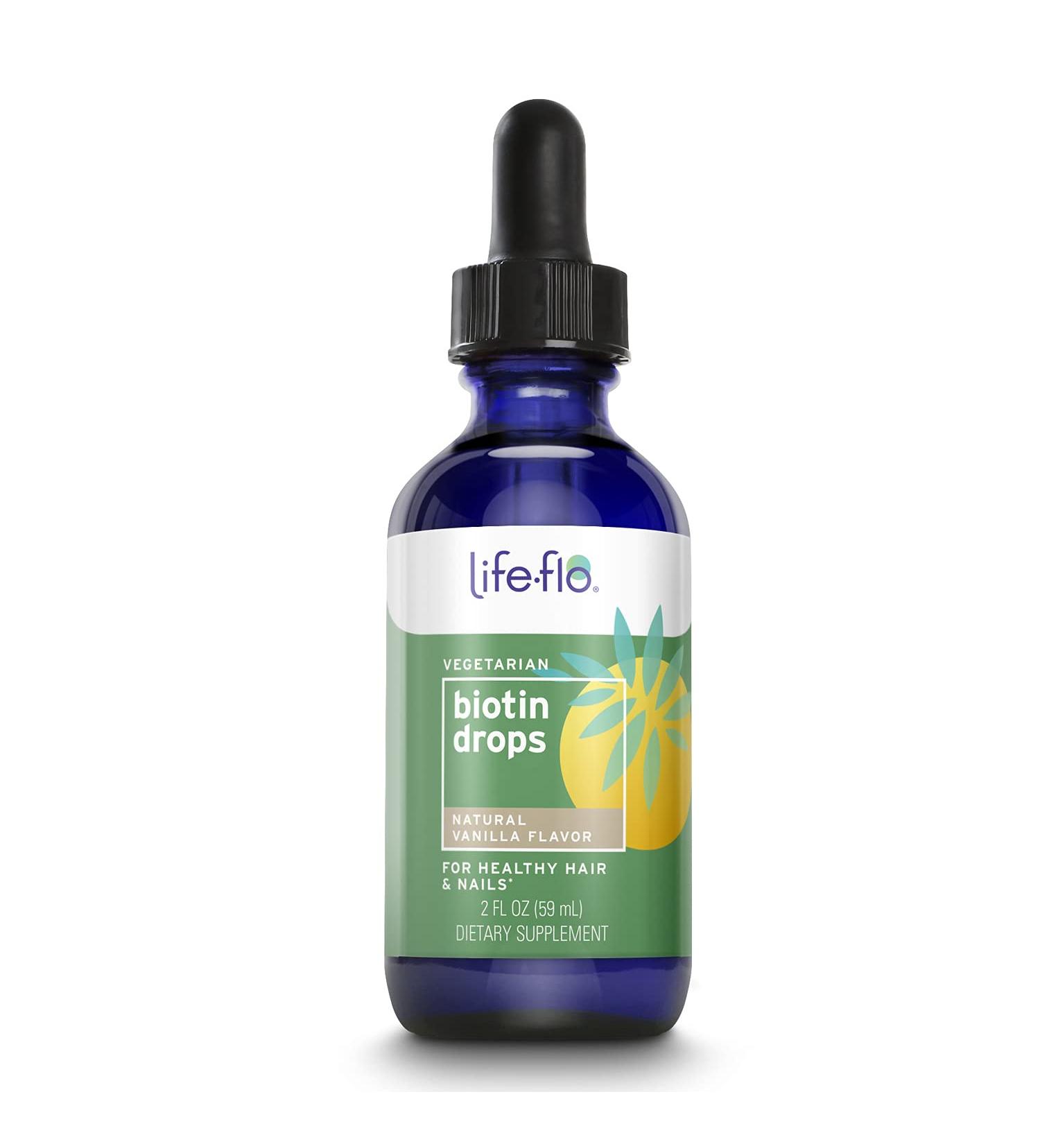Life-flo Biotin Drops 10000 mcg | Natural Vanilla Flavor for Healthy Hair & Nails - 2 fl oz - Buy Online on GoSupps.com