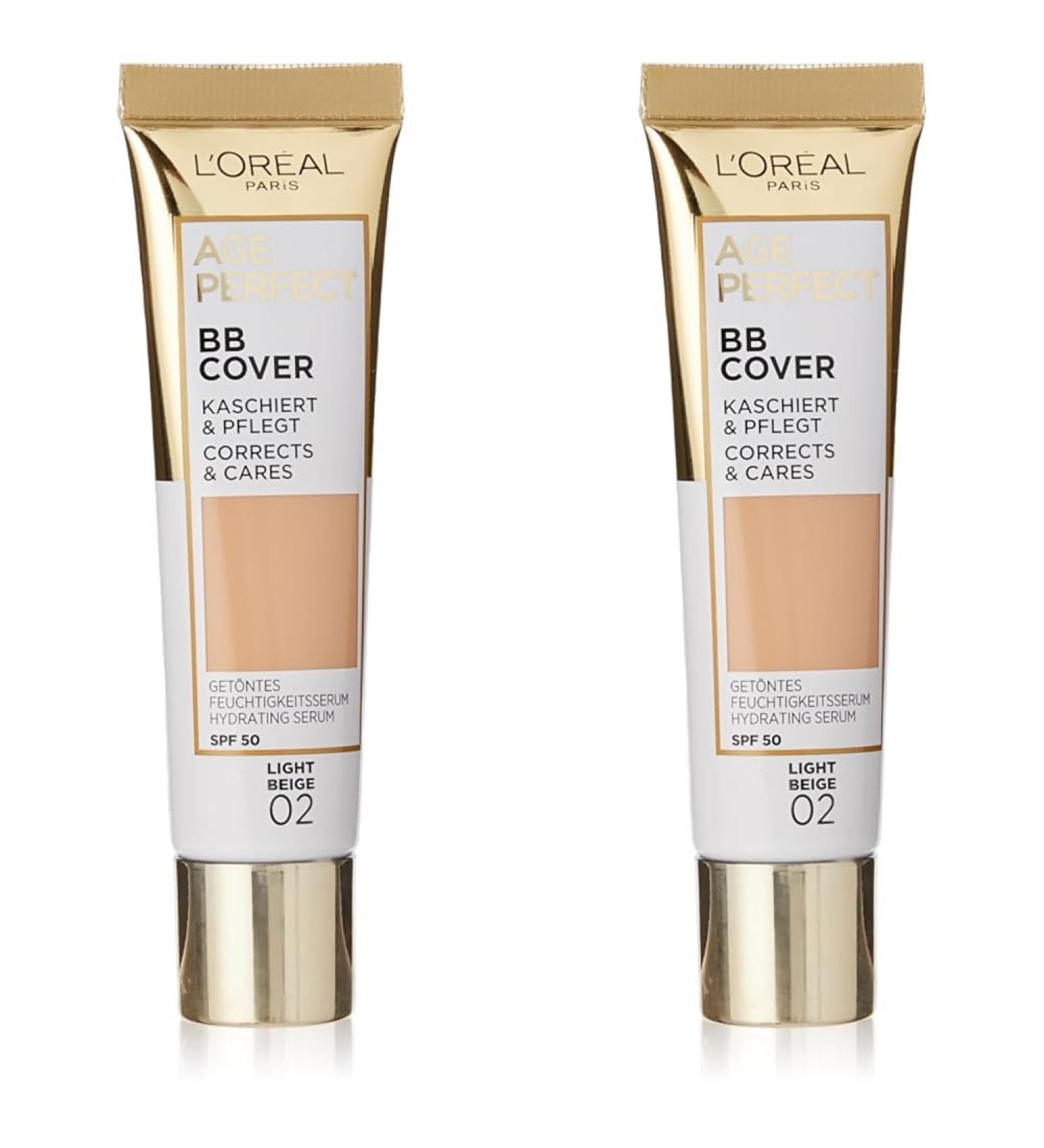 L'Or al Paris Age Perfect BB Cream 02 Light Beige light-weight Infused with hydrating serum Vitamin B3 SPF 50 (Pack of 2) 02 Light Beige 1 Count (Pack of 2) - Buy Online on GoSupps.com