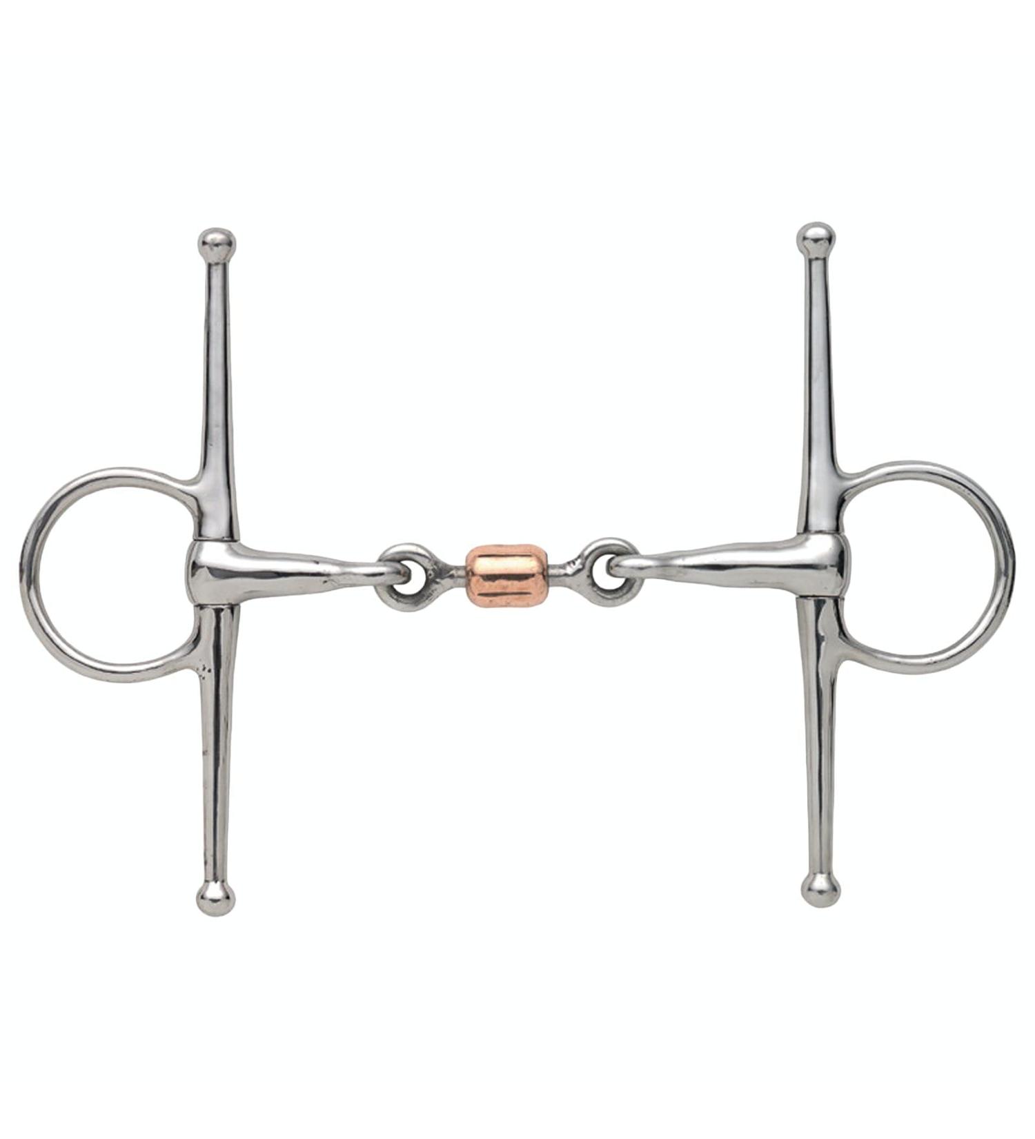 Full snaffle with copper middle piece and rollers on the cheeks S/STEEL