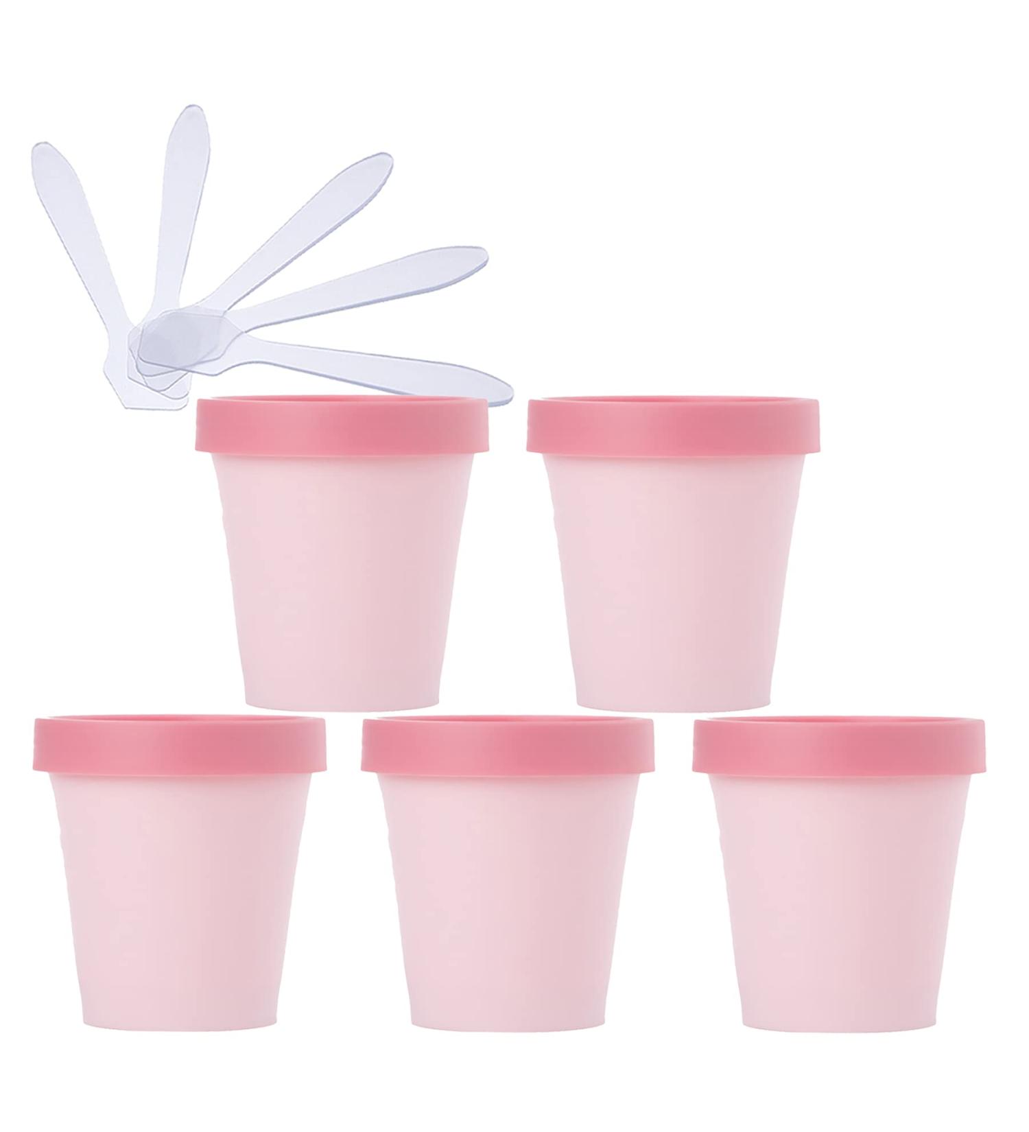 Tianzd 5-Pack 200ml Pink Empty Cosmetic Cans with Lids & Spatulas - Ideal for Creams Masks Ointments | International Shipping - Buy Online on GoSupps.com