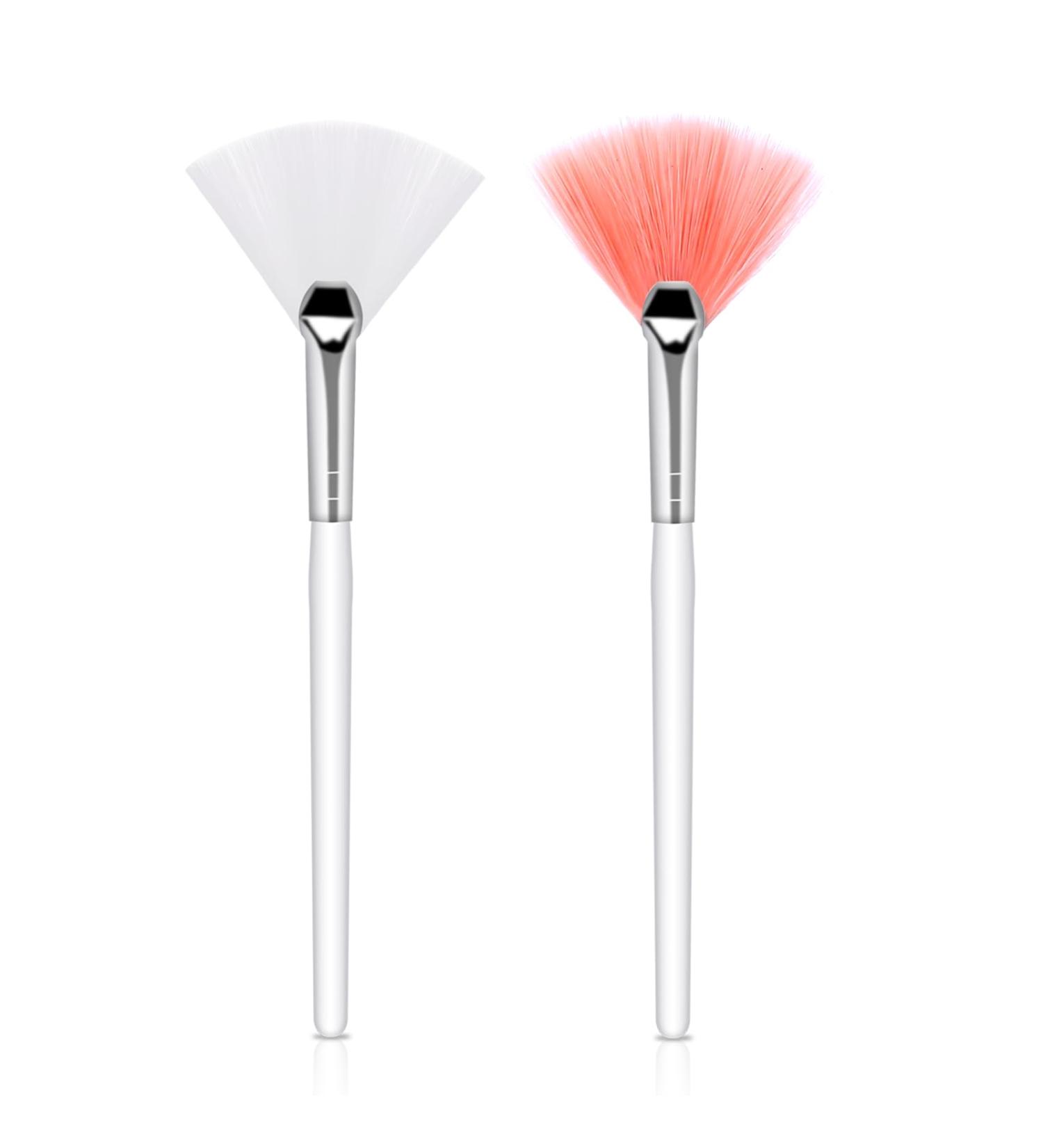 2-Pack Soft Fan Brush Set for Facial Masks | Pink & White Makeup Applicator for Women & Girls - Buy Online on GoSupps.com