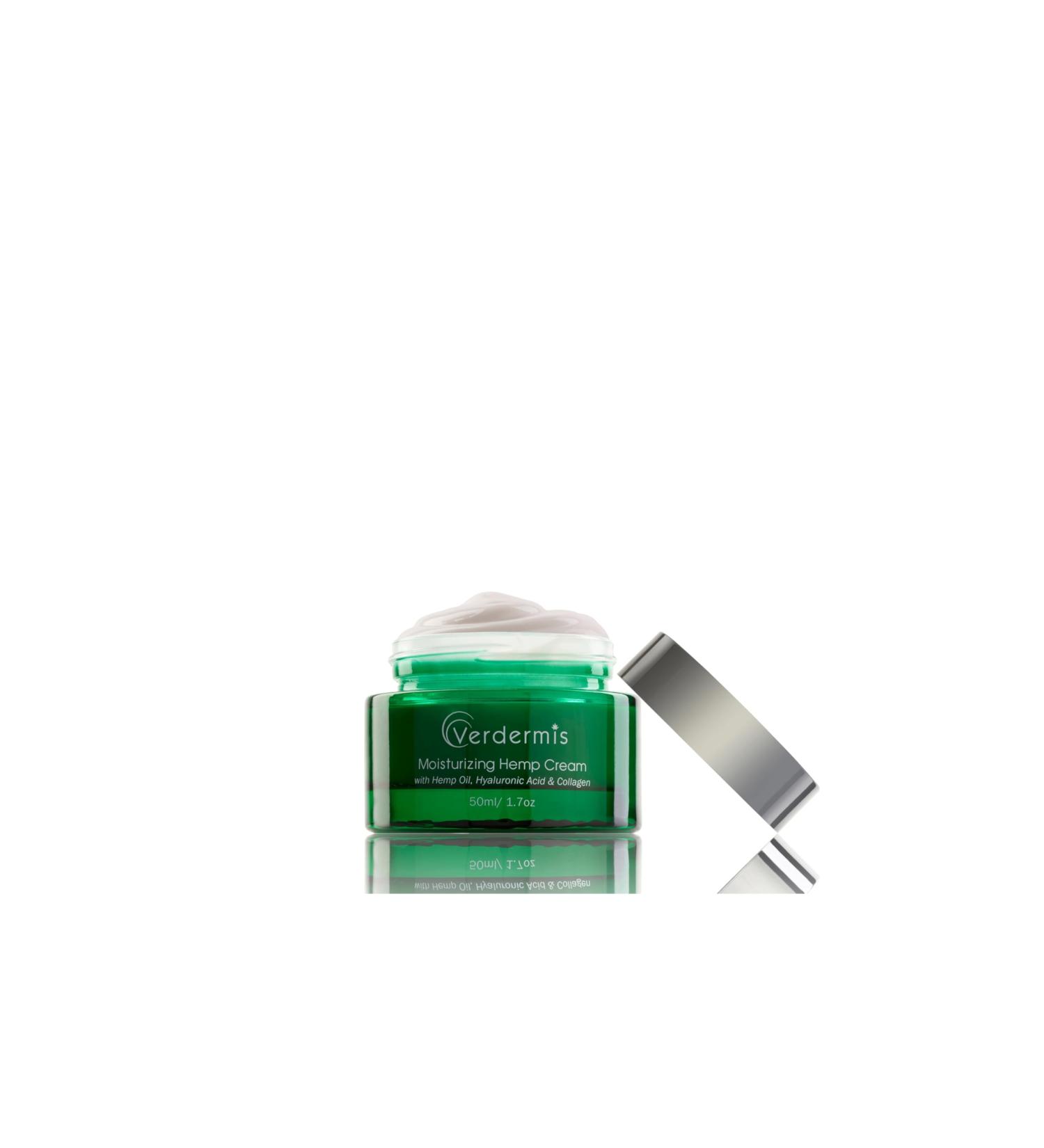 Moisturizing Hemp Cream with Hemp Oil Hyaluronic Acid Collagen Omega 3 6 Vitamins and Peptides. For Optimal Hydration Day and Night 24/7