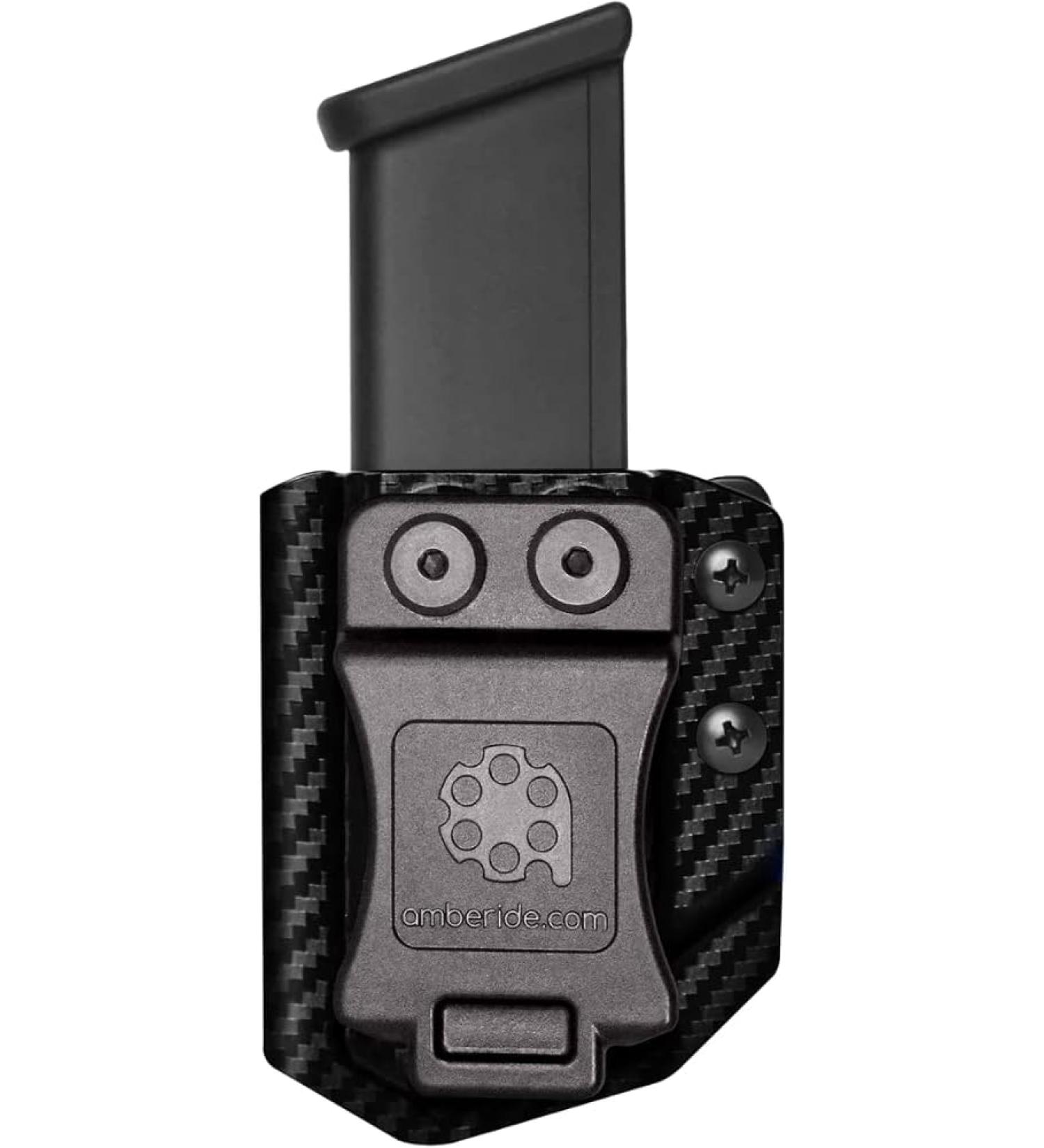 Amberide Universal Mag Carrier IWB/OWB KYDEX Magazine Holster Fit - Black Carbon Fiber - 9mm/.40 Double Stack Mag Carrier - Buy Online on GoSupps.com