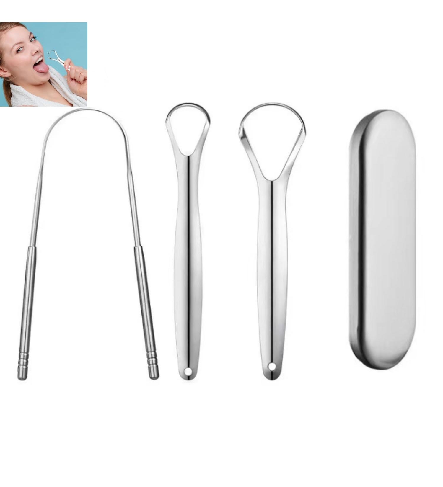 Lijuanwang Tongue Cleaner - 3 PCS Stainless Steel Tongue Scraper Brush for Bad Breath Relief - Buy Online on GoSupps.com