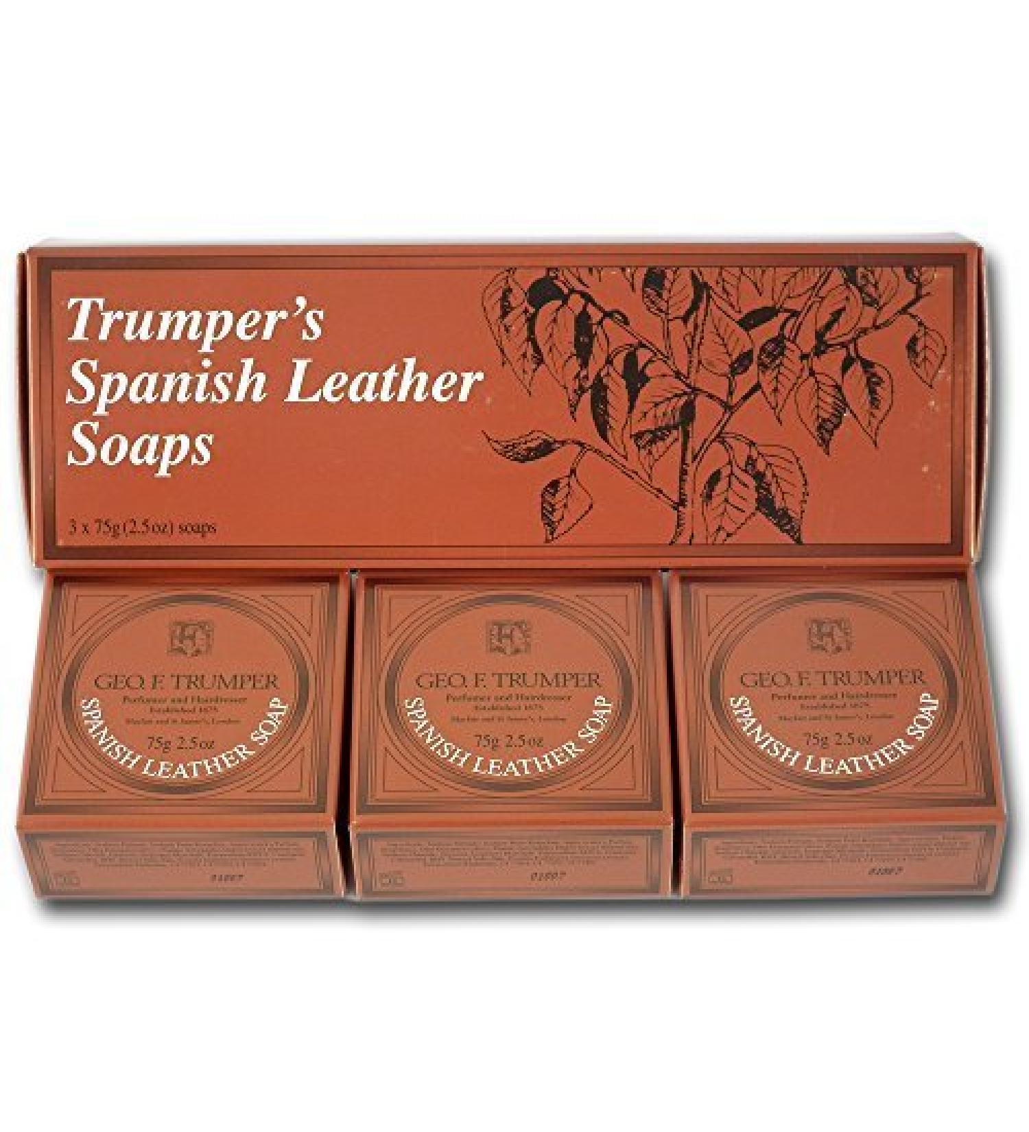 Geo F. Trumper Spanish Leather Soaps Box of Three 2.5oz Soaps