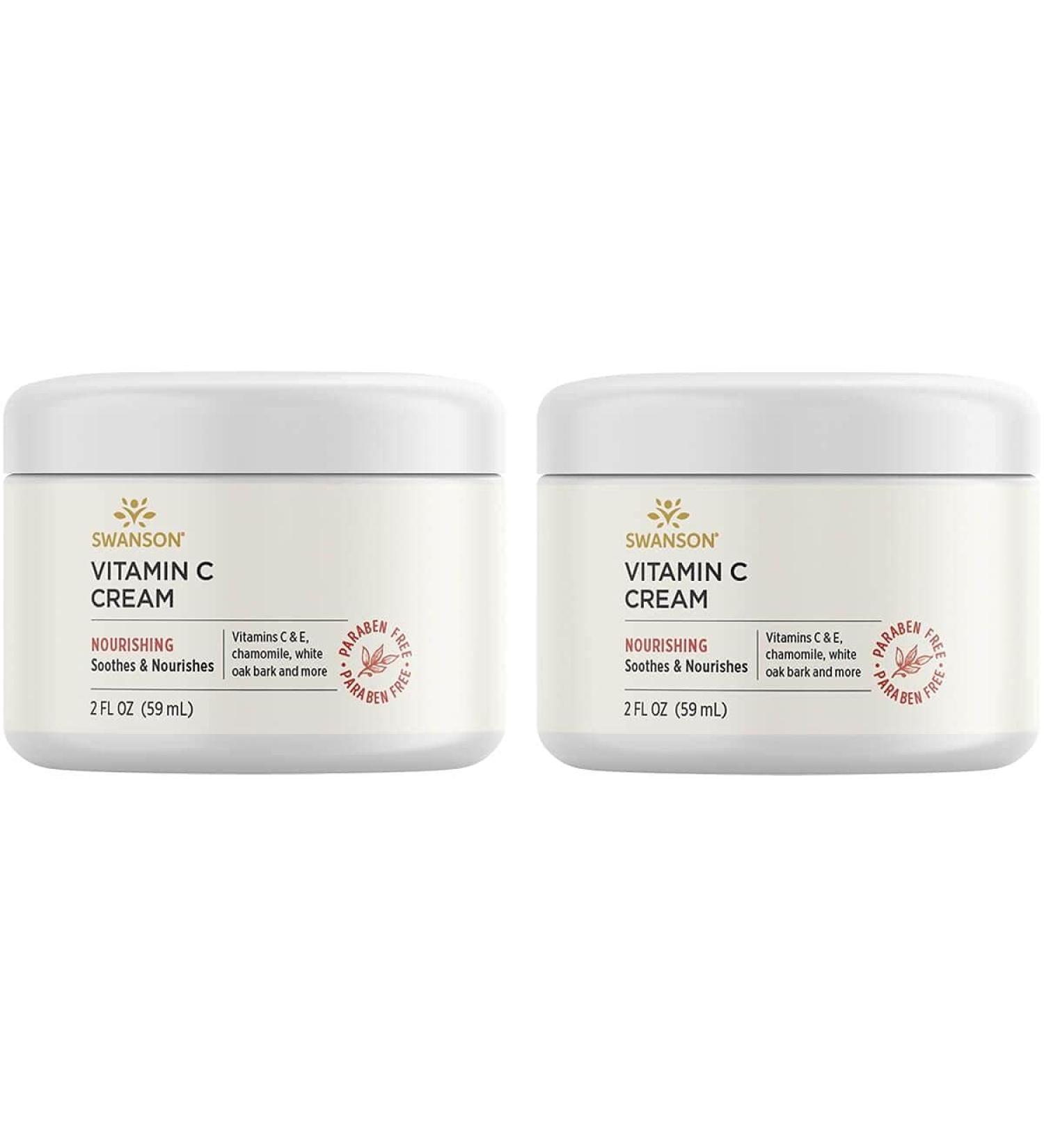 Swanson Vitamin C Cream 2 fl oz (59 ml) - 2 Pack | Brighten & Revitalize Skin | International Shipping - Buy Online on GoSupps.com