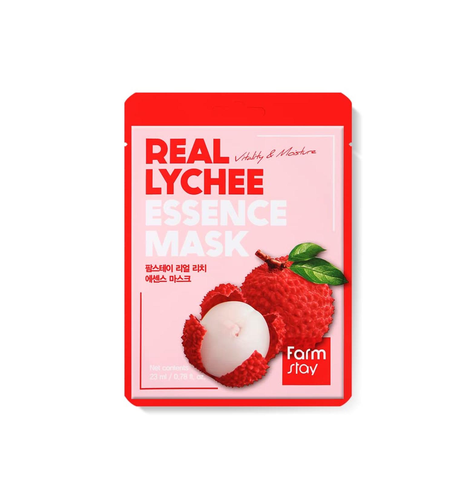 Buy FARMSTAY Real Essence Lychee Mask - 10 Sheets | Best Korean Skin Care Sheet Mask for Hydration - Buy Online on GoSupps.com