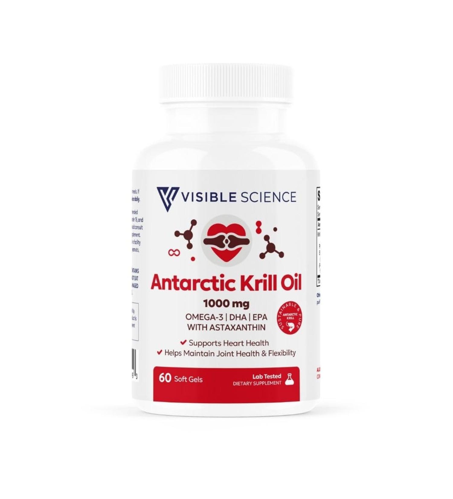 Visible Science Antarctic Krill Oil 1000mg Omega-3 EPA & DHA with Astaxanthin Heart Joint & Brain Health Support Helps Maintain Flexibility Sustainably Sourced 60 Softgels - Buy Online on GoSupps.com