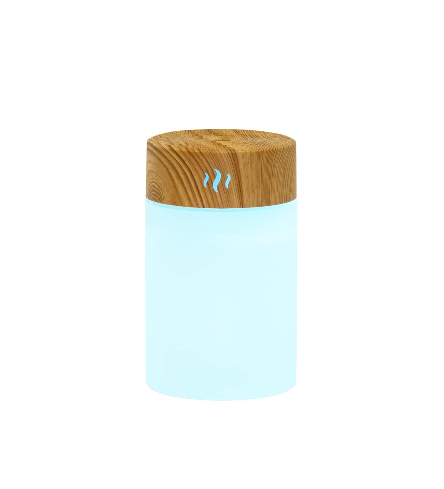 RUGERO 250ml Portable Cool Mist Air Humidifier with 7 LED Lights - Bedroom, Baby, Yoga, Office, Car - Light Wood Grain Finish | Mini Auto-Off Plant Humidifier - Buy Online on GoSupps.com