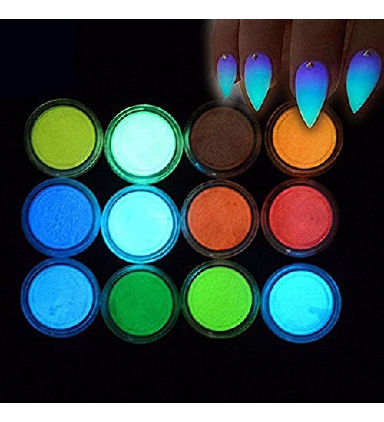 MEILINDS Night Fluorescence Pigment Ultrafine Glitter Glow Powder Nail Art Dust - 12 Colors Luminous Decor Tip Beauty Tool - Buy Online on GoSupps.com