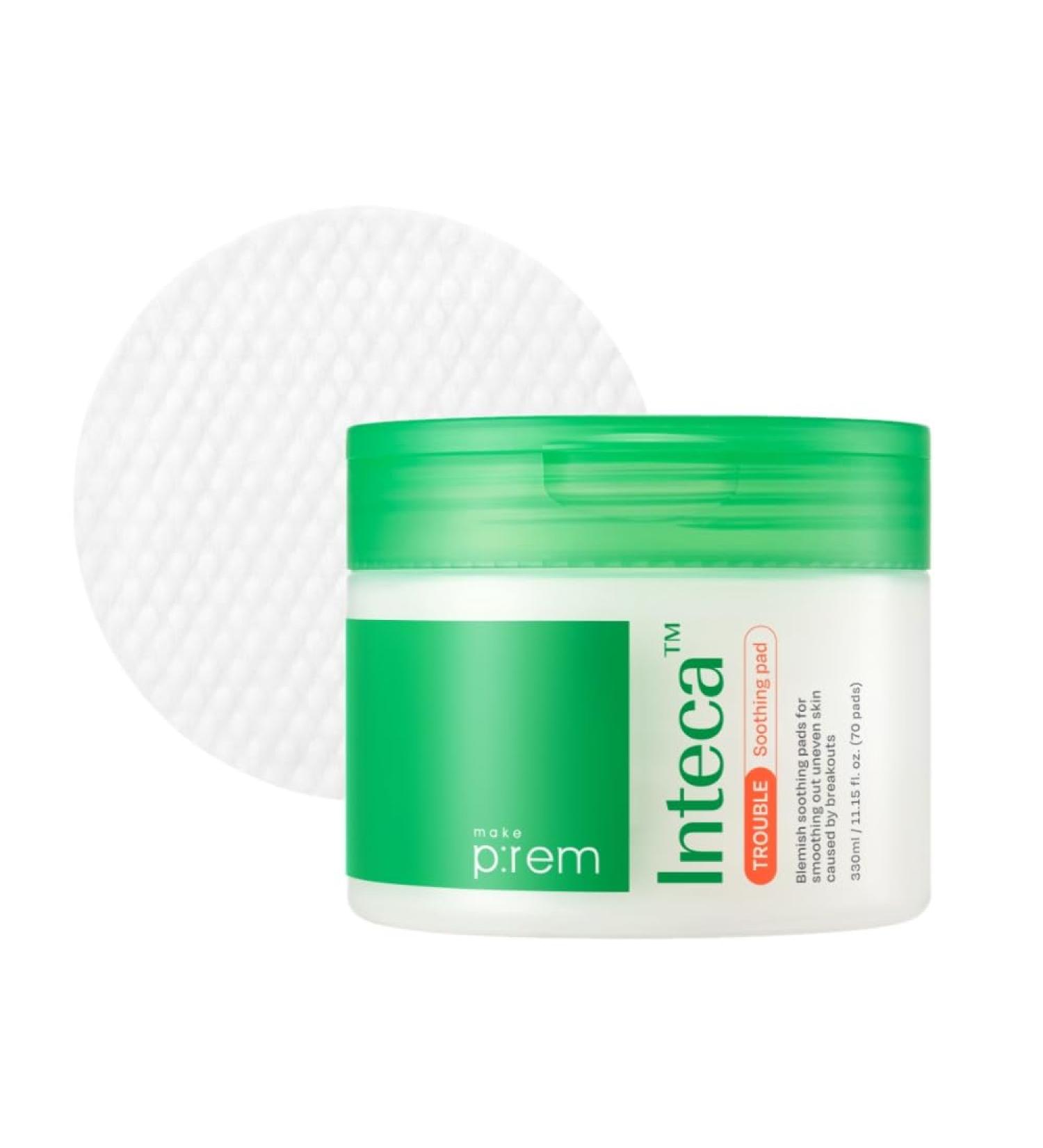 MAKE P:REM INTECA Trouble Soothing Pads Dual-Texture Jumbo Pad for Exfoliating Blackheads and Sebum Care for Sensitive Skin Korean Skin Care 11.15 Fl Oz 330ml (70 Pads) - Buy Online on GoSupps.com