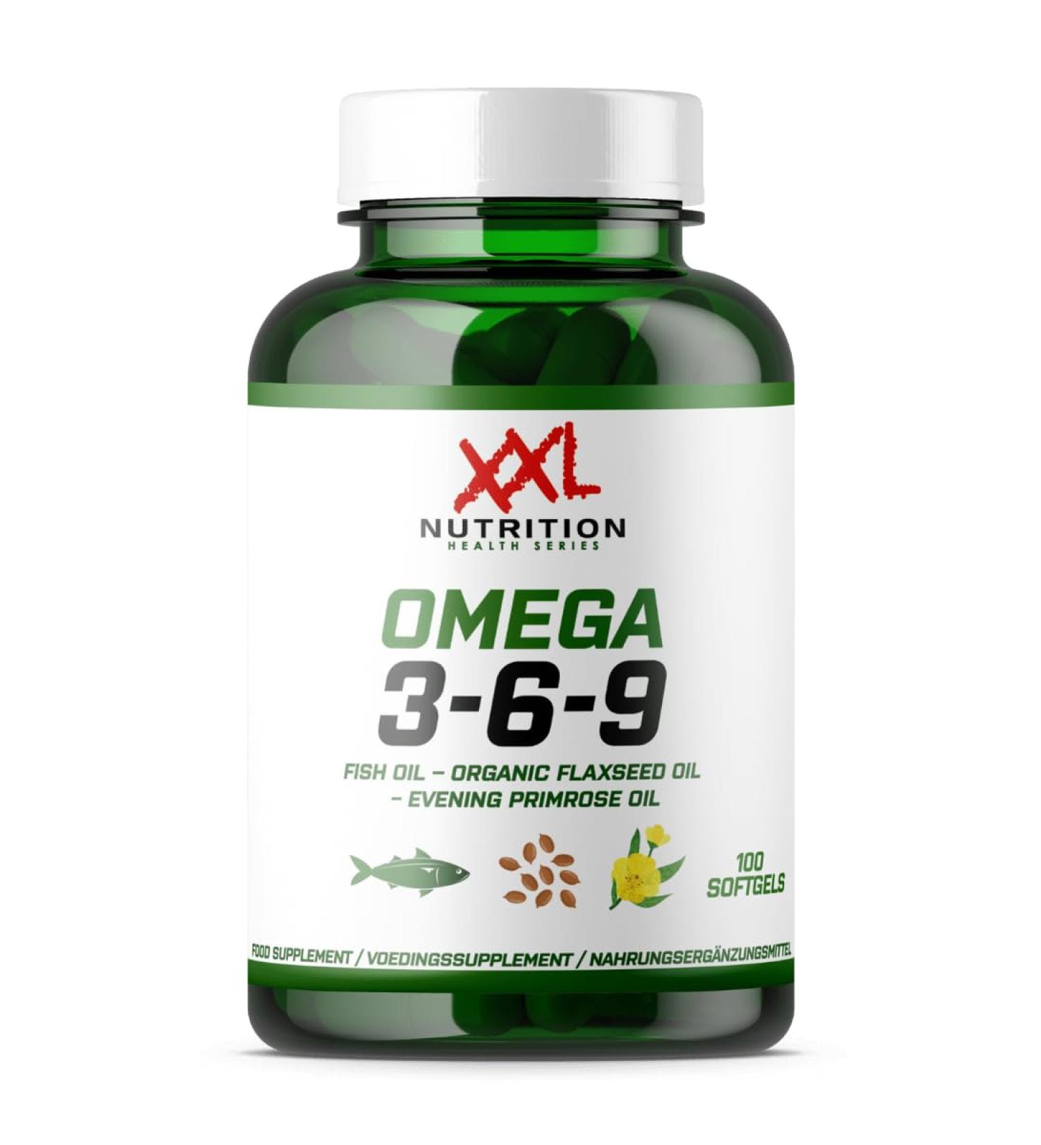 XXL Nutrition Omega 3-6-9 Capsules - High Dose Fish Oil Softgels (100 Count) - Premium Quality for Optimal Health International Shipping Available - Buy Online on GoSupps.com