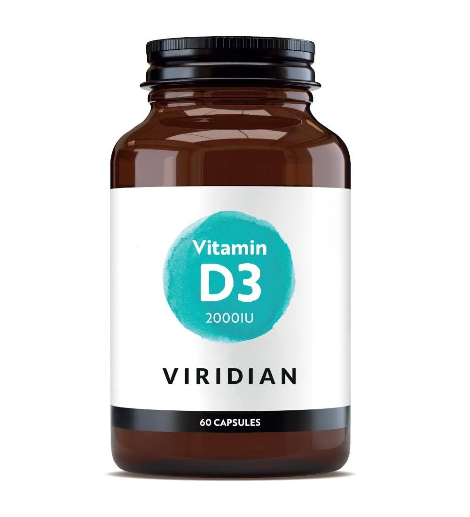 Viridian - Vitamin D3 2000iu - 60 Caps | Contributes to Normal Bones Teeth Muscle Function & Immunity | Vegan Form of Vitamin D | High Strength Dosage | Nutritionist Formulated - Buy Online on GoSupps.com
